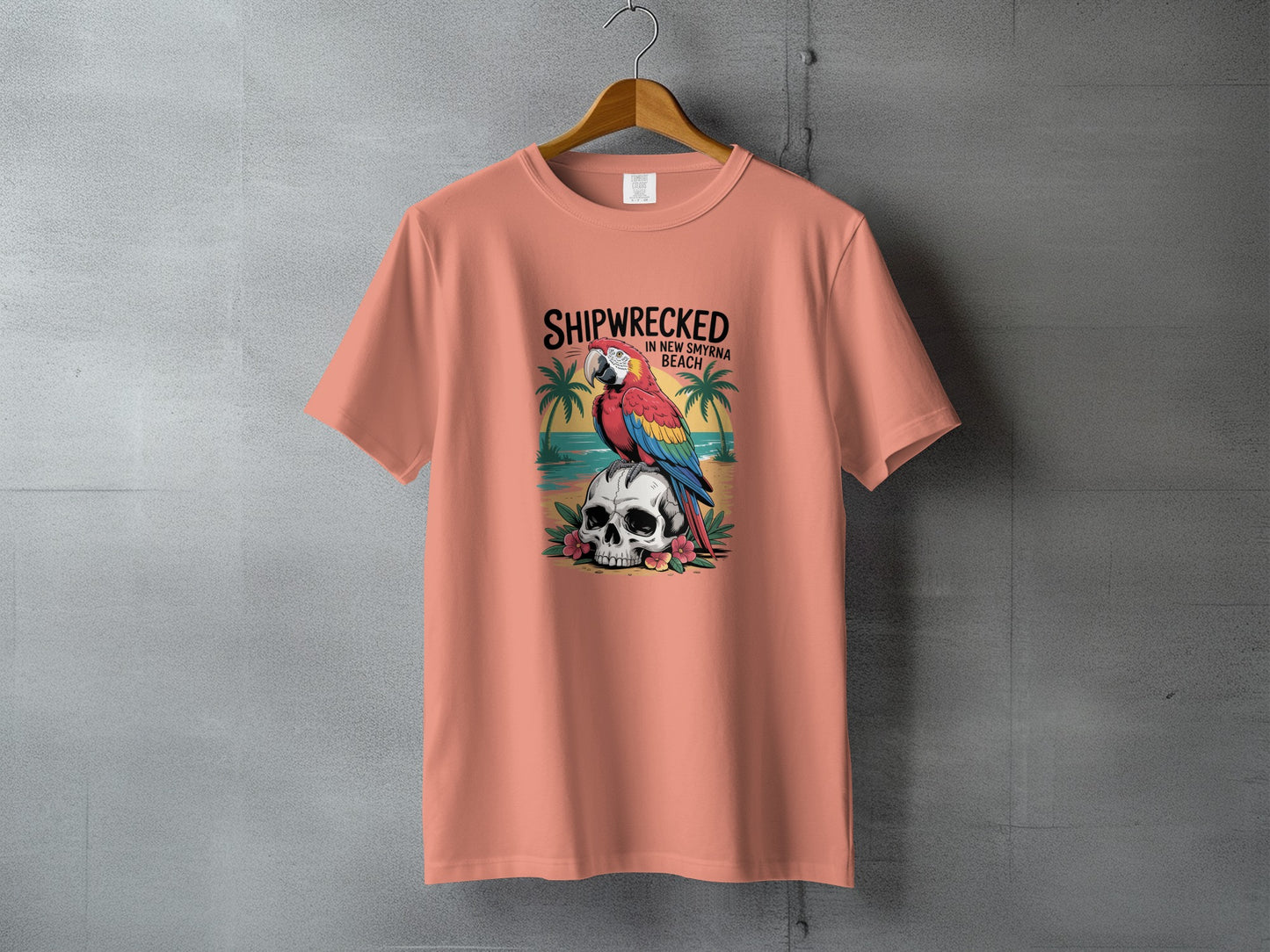 Shipwrecked New Smyrna Beach Parrot Skull T-Shirt product
