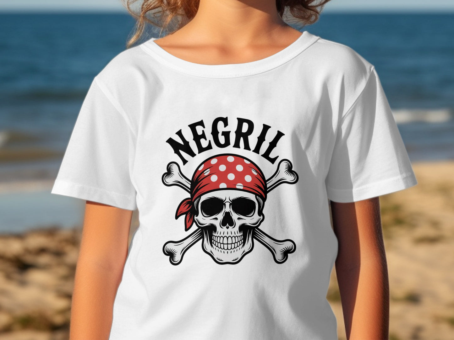 Negril Red Bandana Skull Pirate Graphic T-Shirt product
