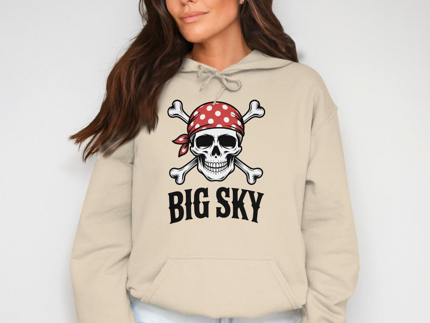 Pirate Skull with Big Sky Graphic Hoodie product type