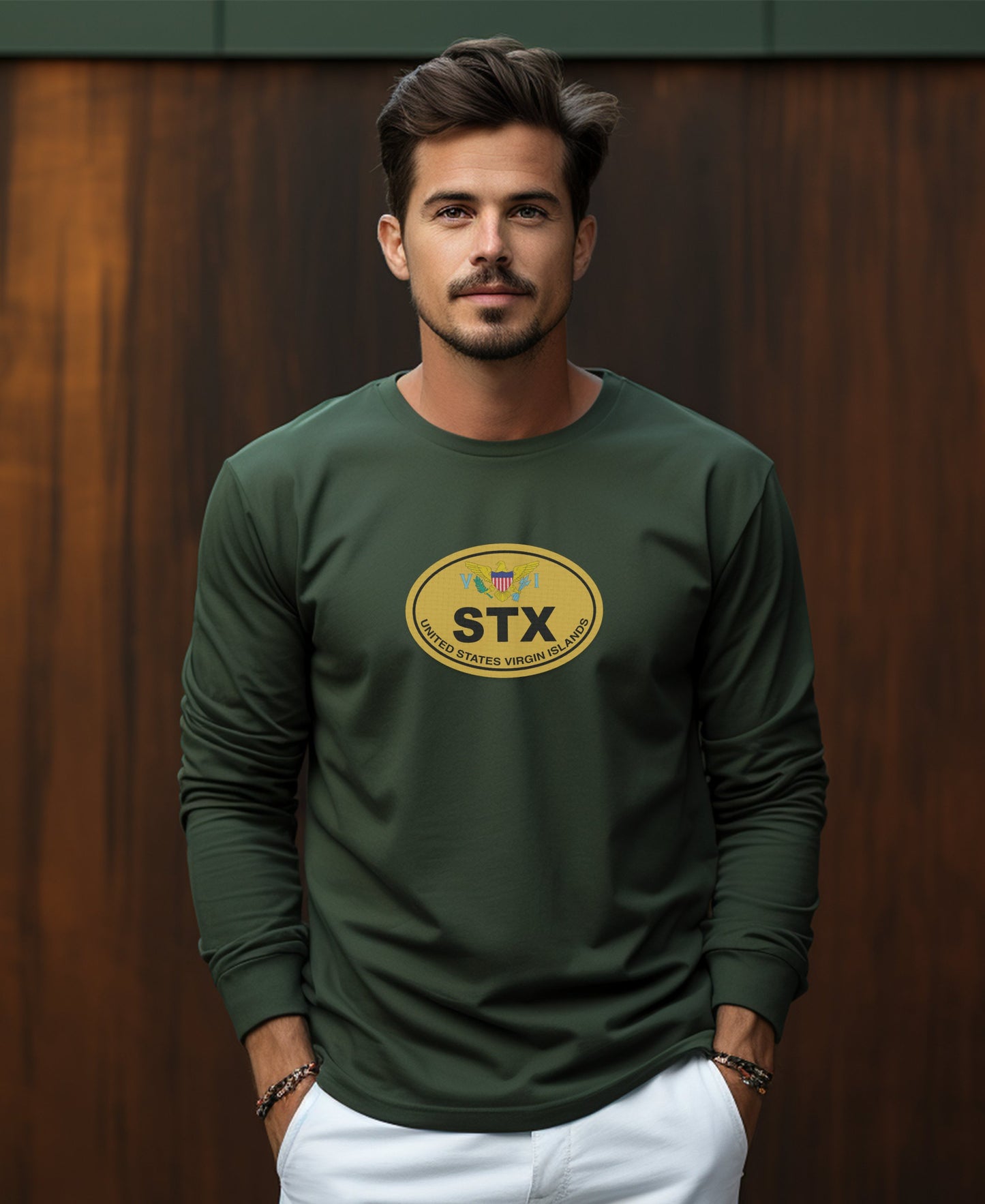 St Croix Crucian Christmas Festival and Island Charm Mens Long Sleeve T Shirt