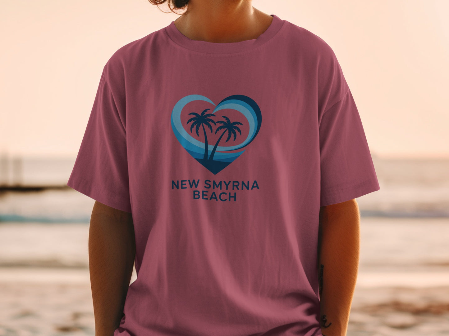 New Smyrna Beach Heart Palm Trees Graphic T-shirt product type