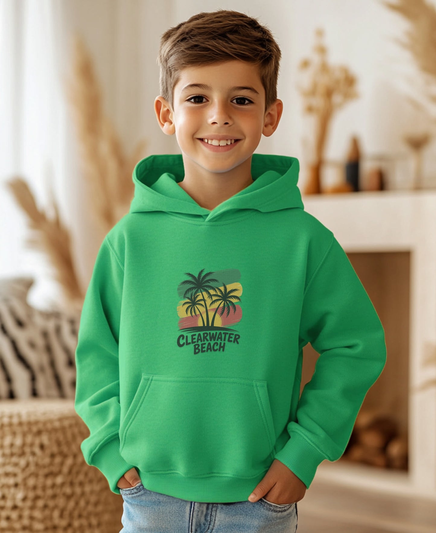 Clearwater Beach vibrant green hoodie product