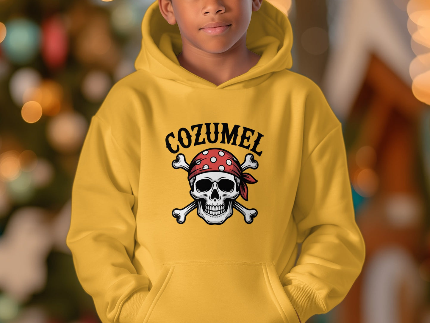 Cozumel Pirate Skull Design Yellow Hoodie product