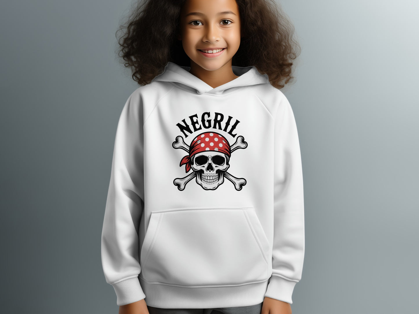 Negril Pirate Skull Design White Hoodie product type