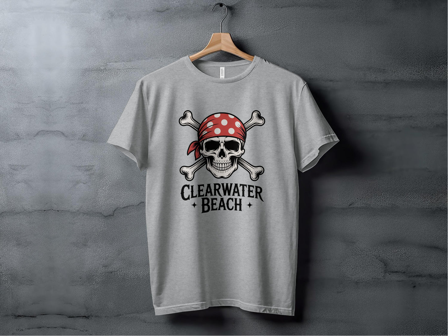 Clearwater Beach Skull Pirate Grey T-shirt product