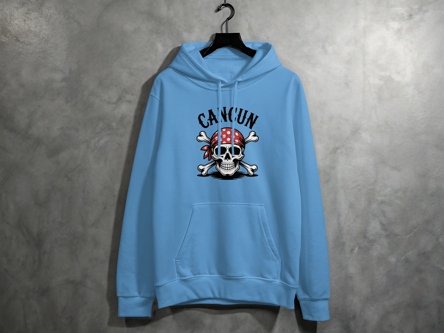 Cancun Skull and Crossbones Light Blue Hoodie product