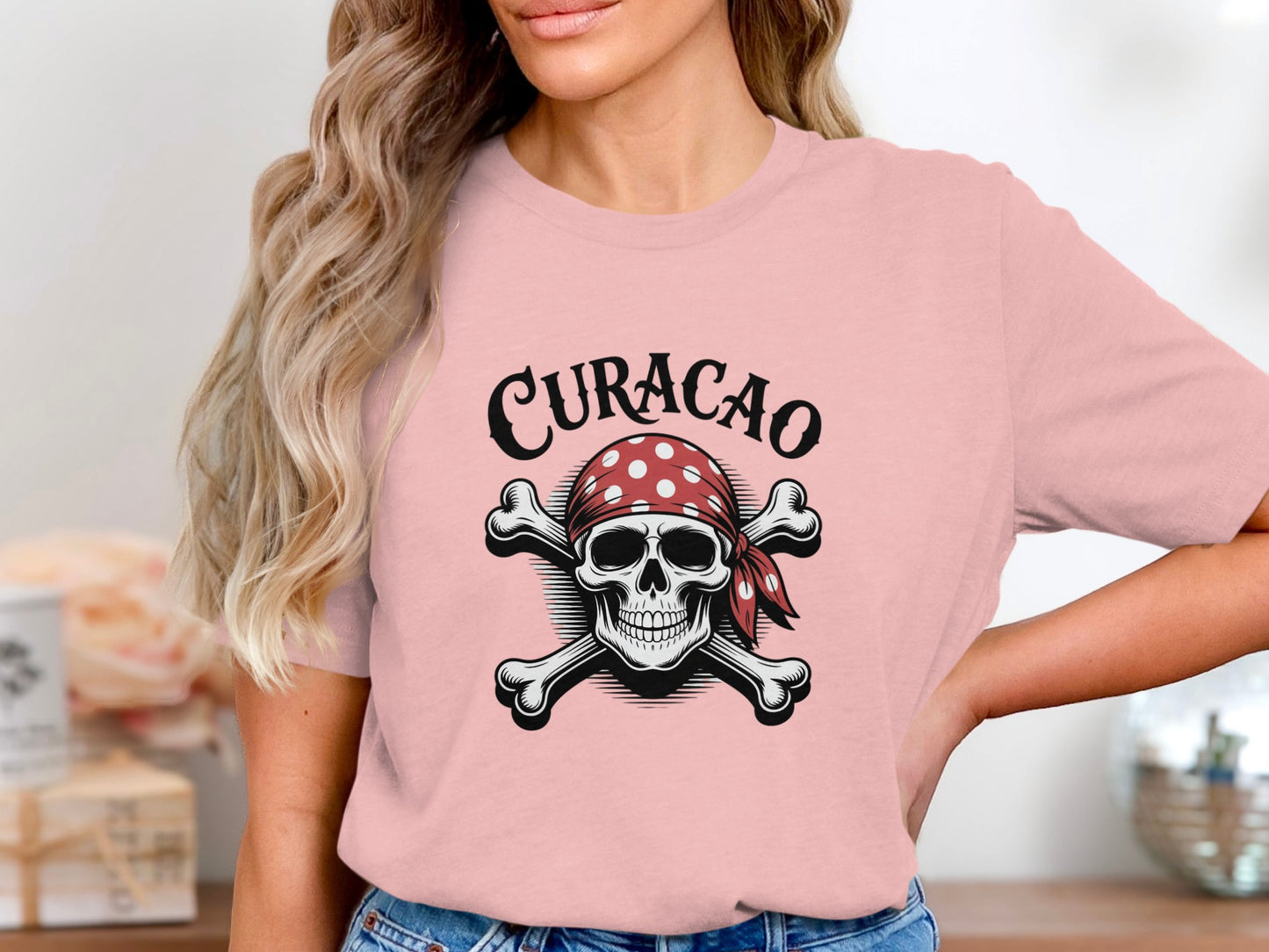 Curacao Pirate Skull Crossbones Graphic T-Shirt product type