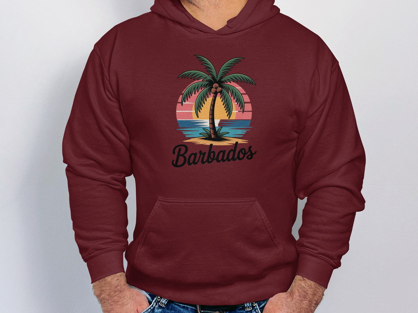 Barbados Palm Tree Sunset Design Hoodie product