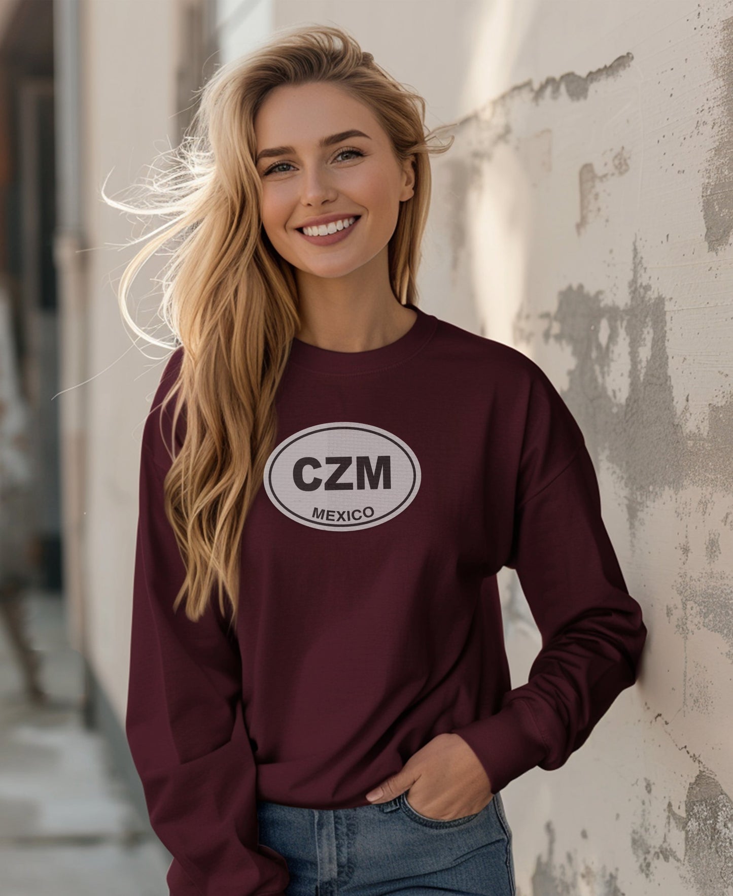 Stylish Burgundy CZM Mexico Embroidered Sweatshirt product
