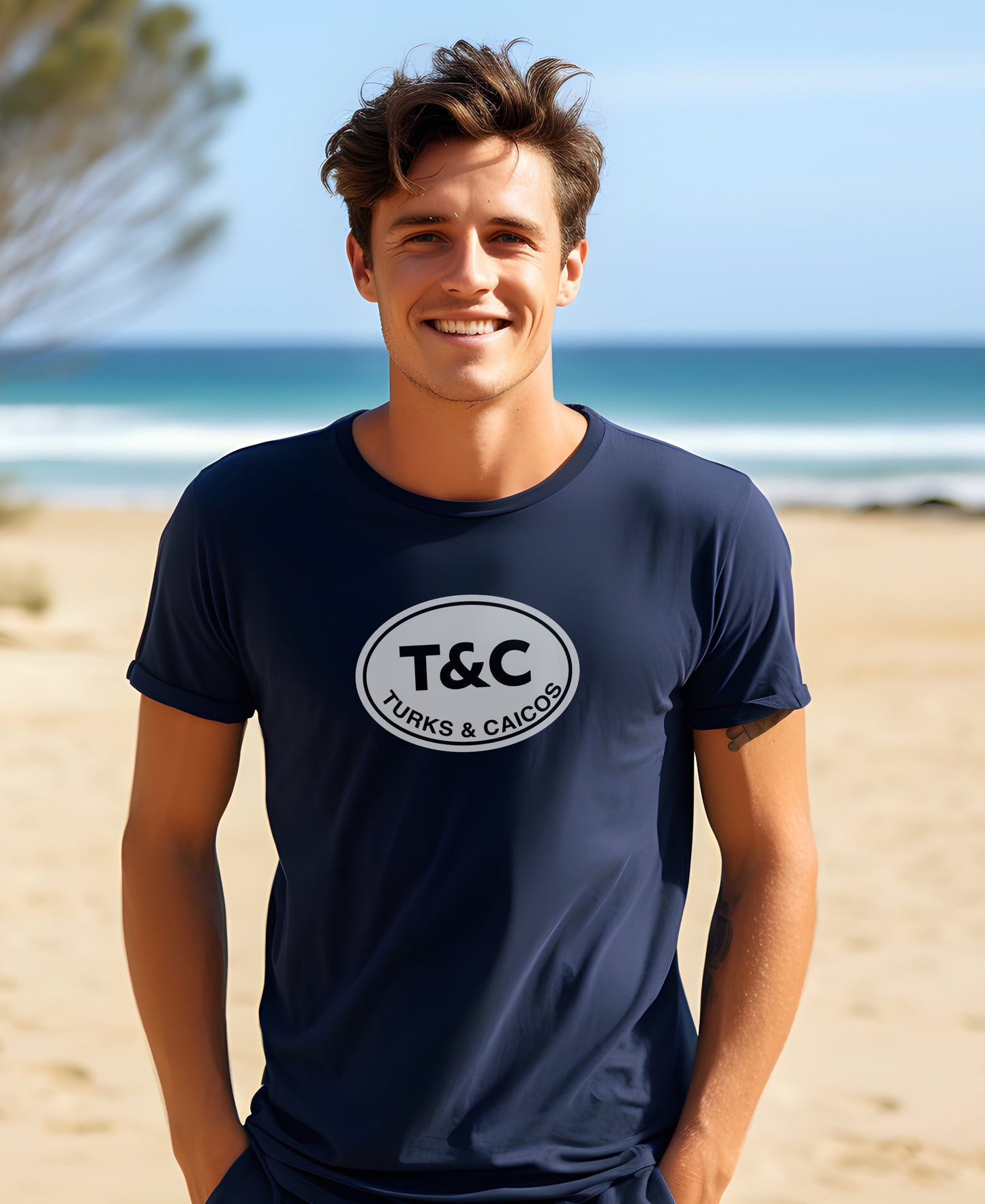 Turquoise blue T&C Turks & Caicos branded T-shirt product