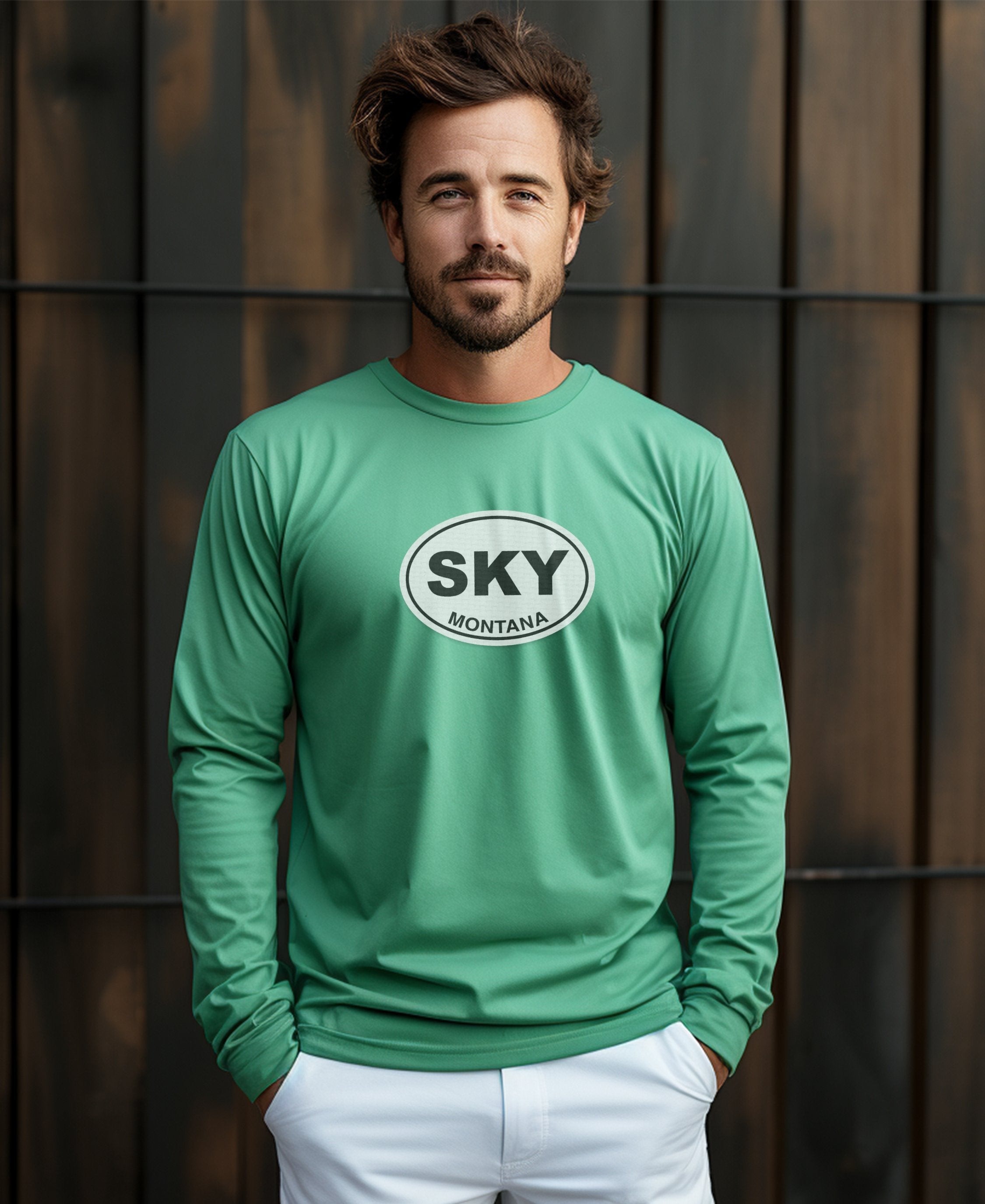 Big Sky Montana Peaks and Yellowstone Access Mens Long Sleeve T Shirt