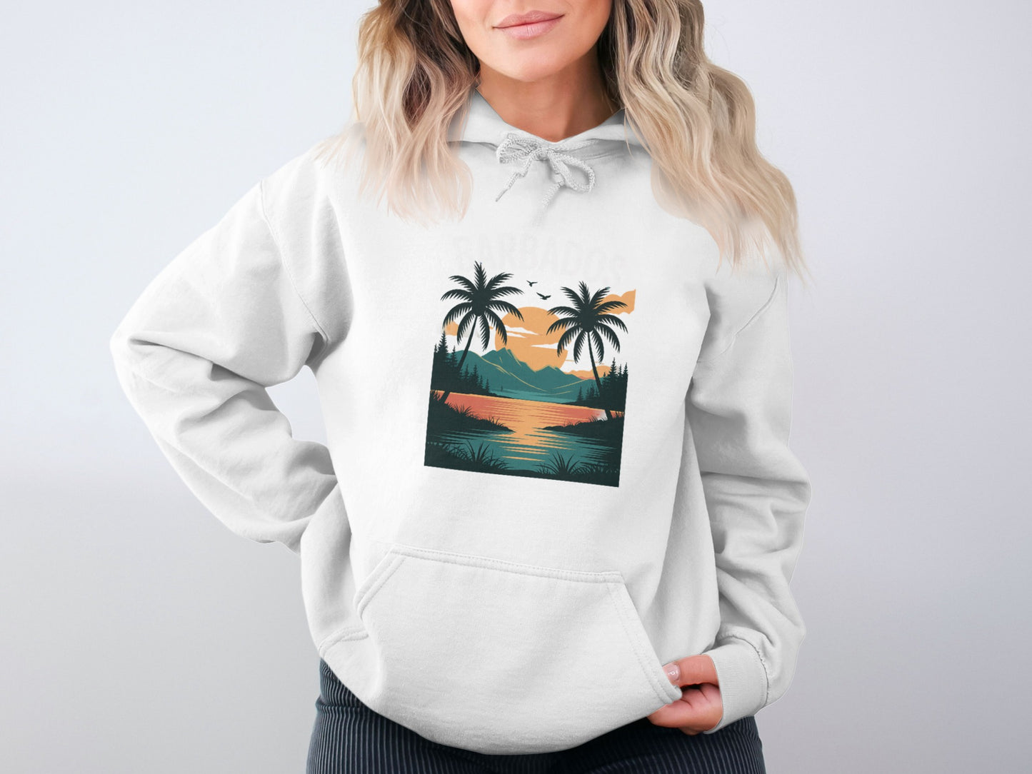 Sunset Beach Scene with Palm Trees hoodie product