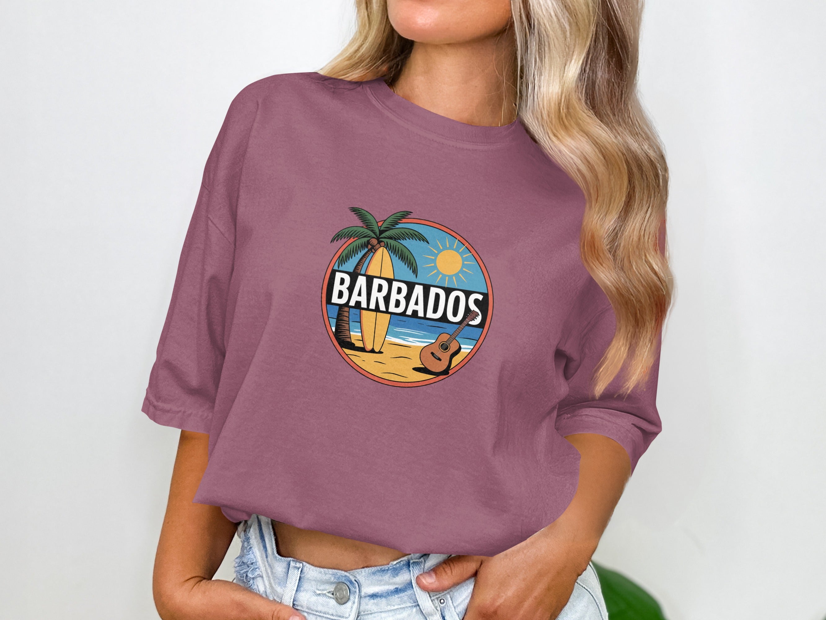 Barbados Beach Scene Purple Casual Shirt product