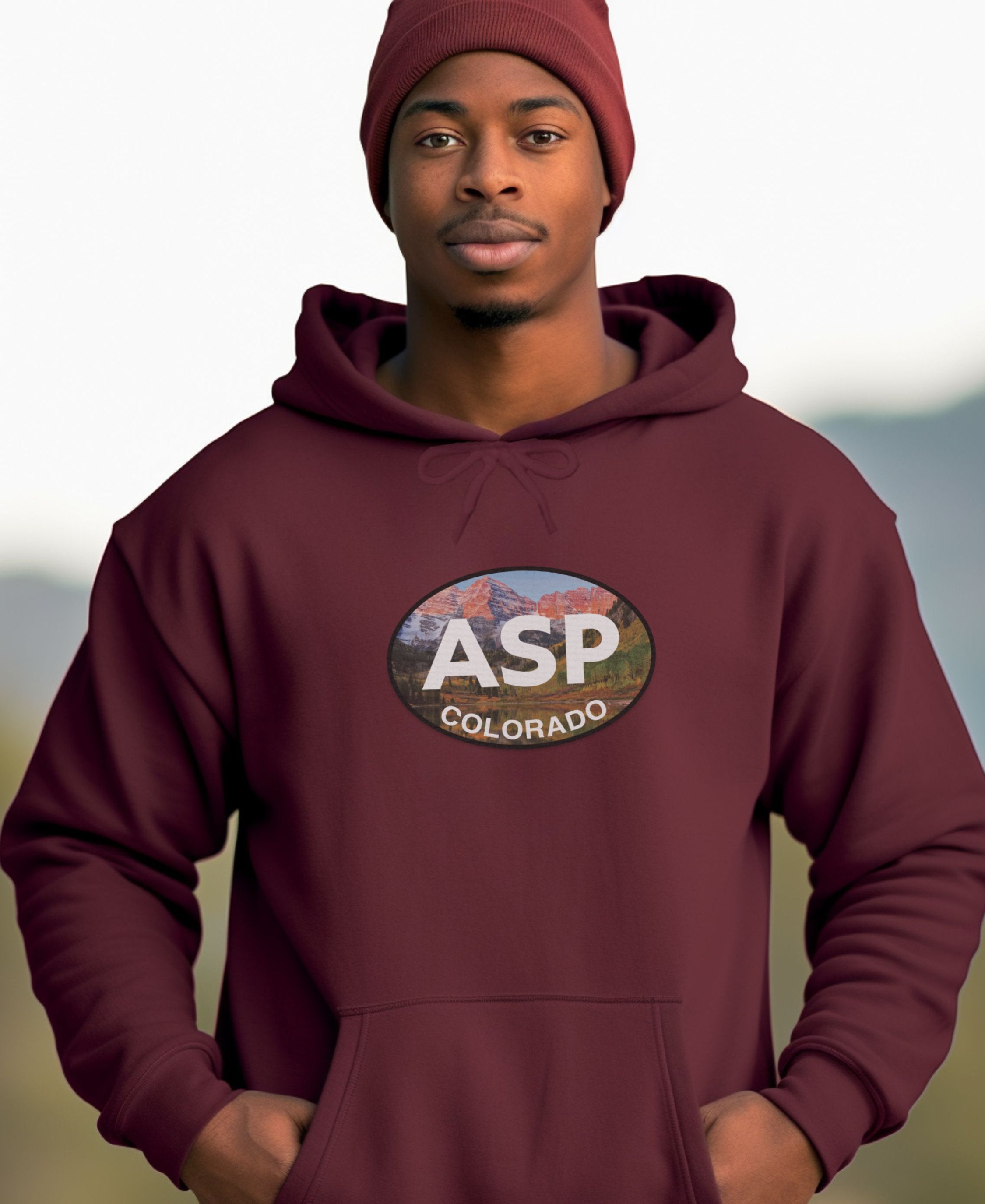 Aspen mens Hoodie: Aspen Snowmass, Winter X Games, Maroon Bells