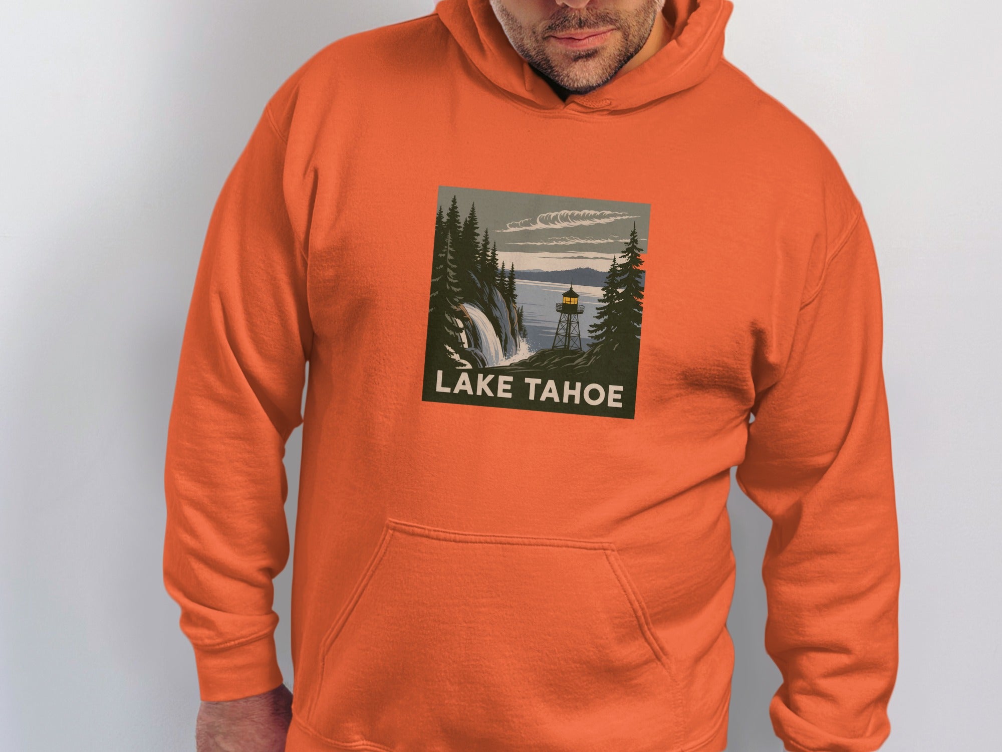 Lake Tahoe Orange Hoodie for Outdoor Enthusiasts