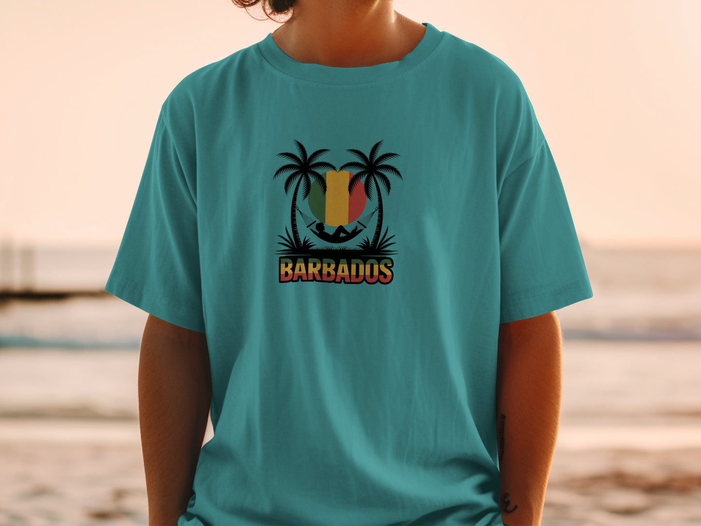 Scenic Barbados Beach Palms Graphic Tee product