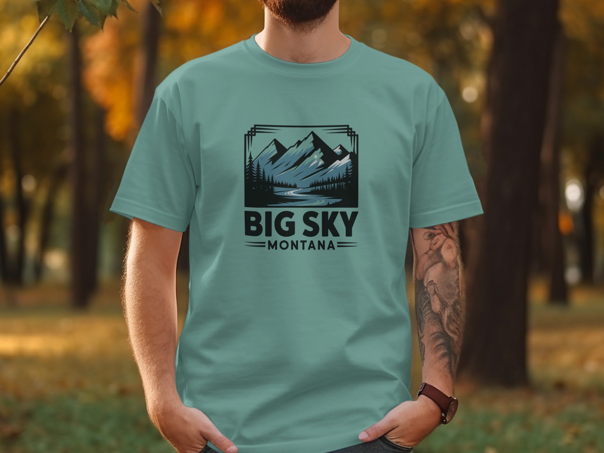 Big Sky Montana Scenic Graphic T-Shirt Design