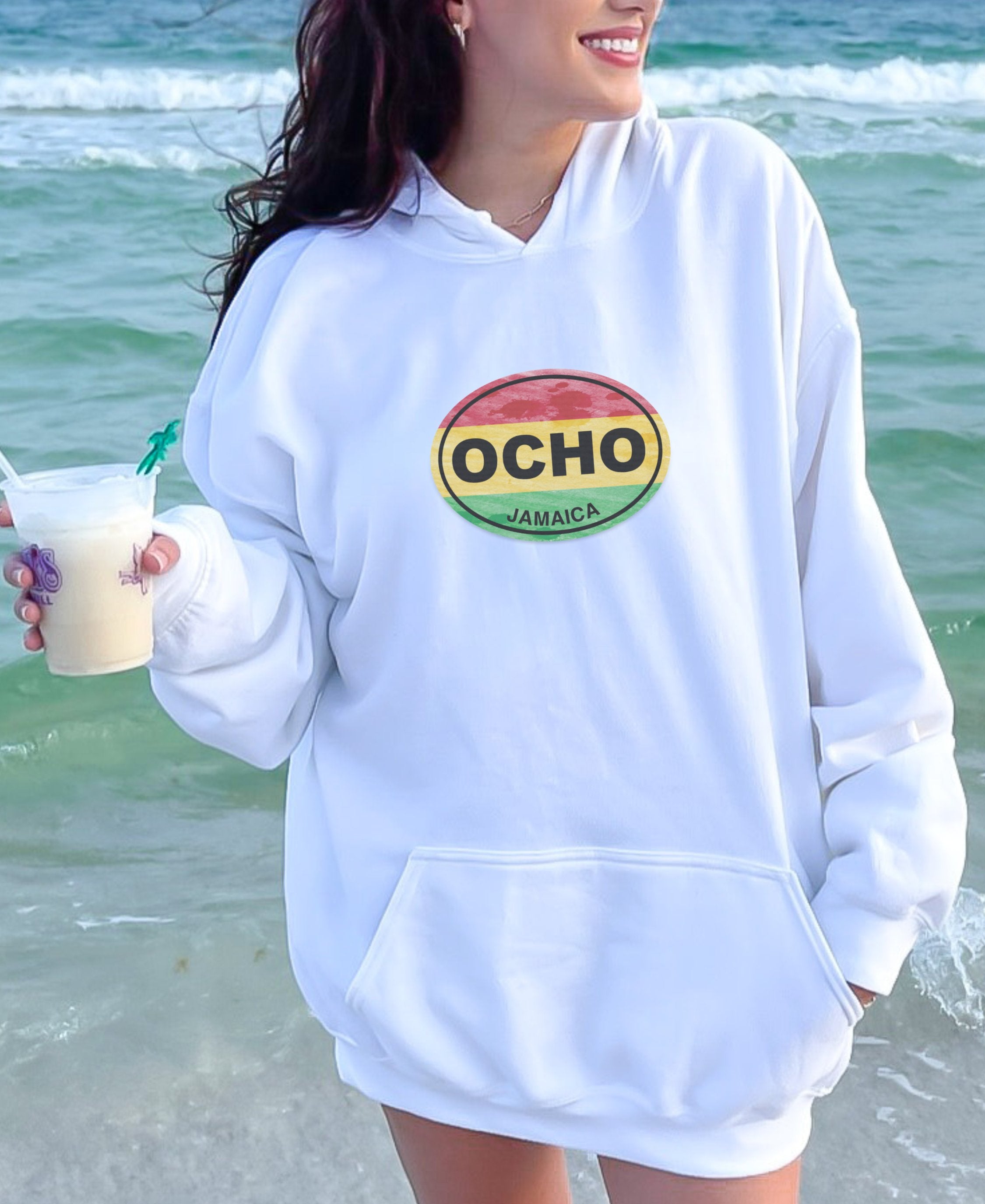 Ocho Rios Island Beats & Cool Breeze Womens Hoodie