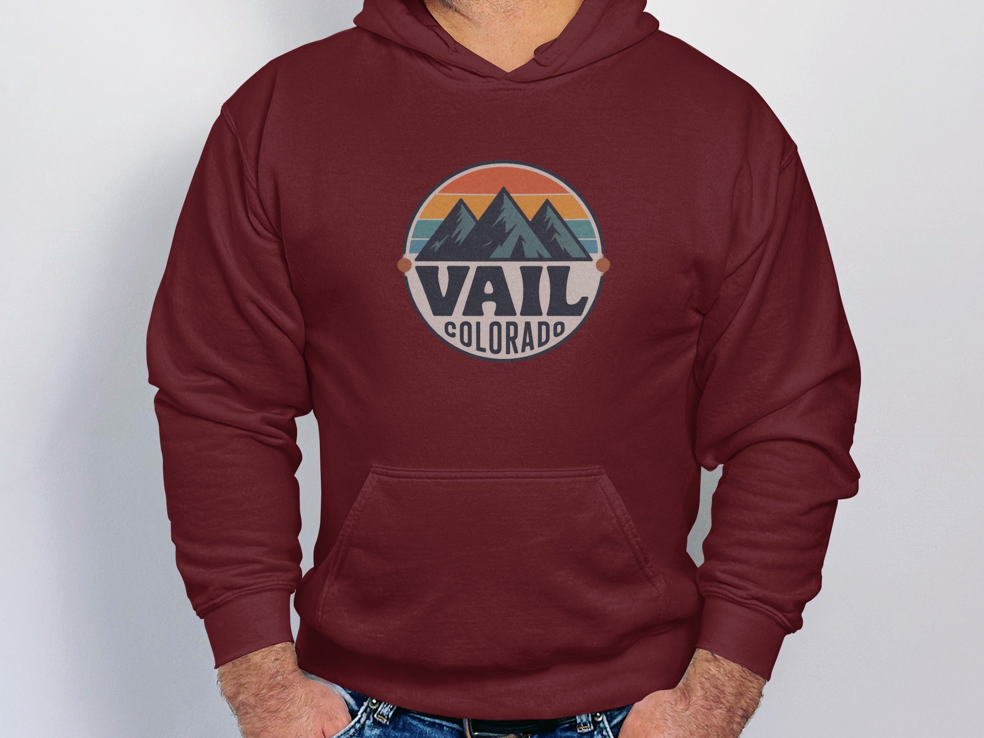 Vail Colorado Mountain Design Maroon Hoodie product