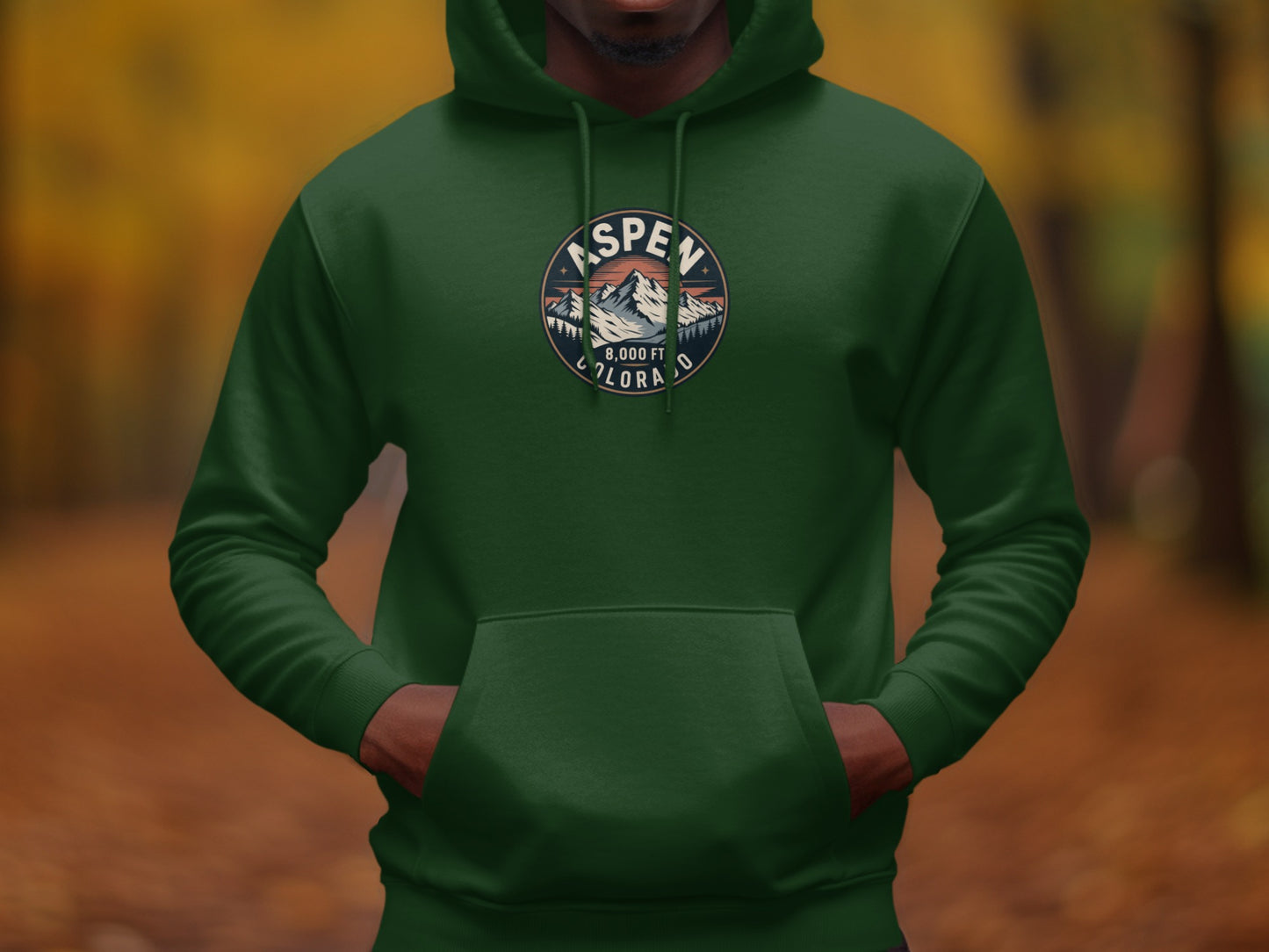 Aspen Colorado Mountain Print Green Hoodie product