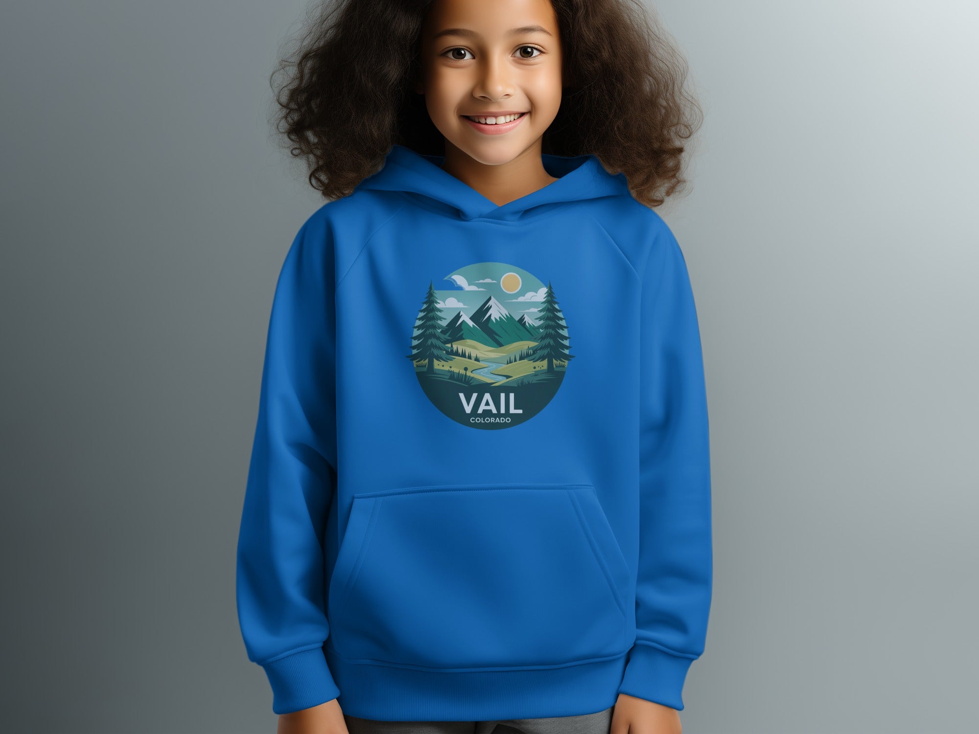Vail Colorado Blue Hoodie Features Scenic Design product