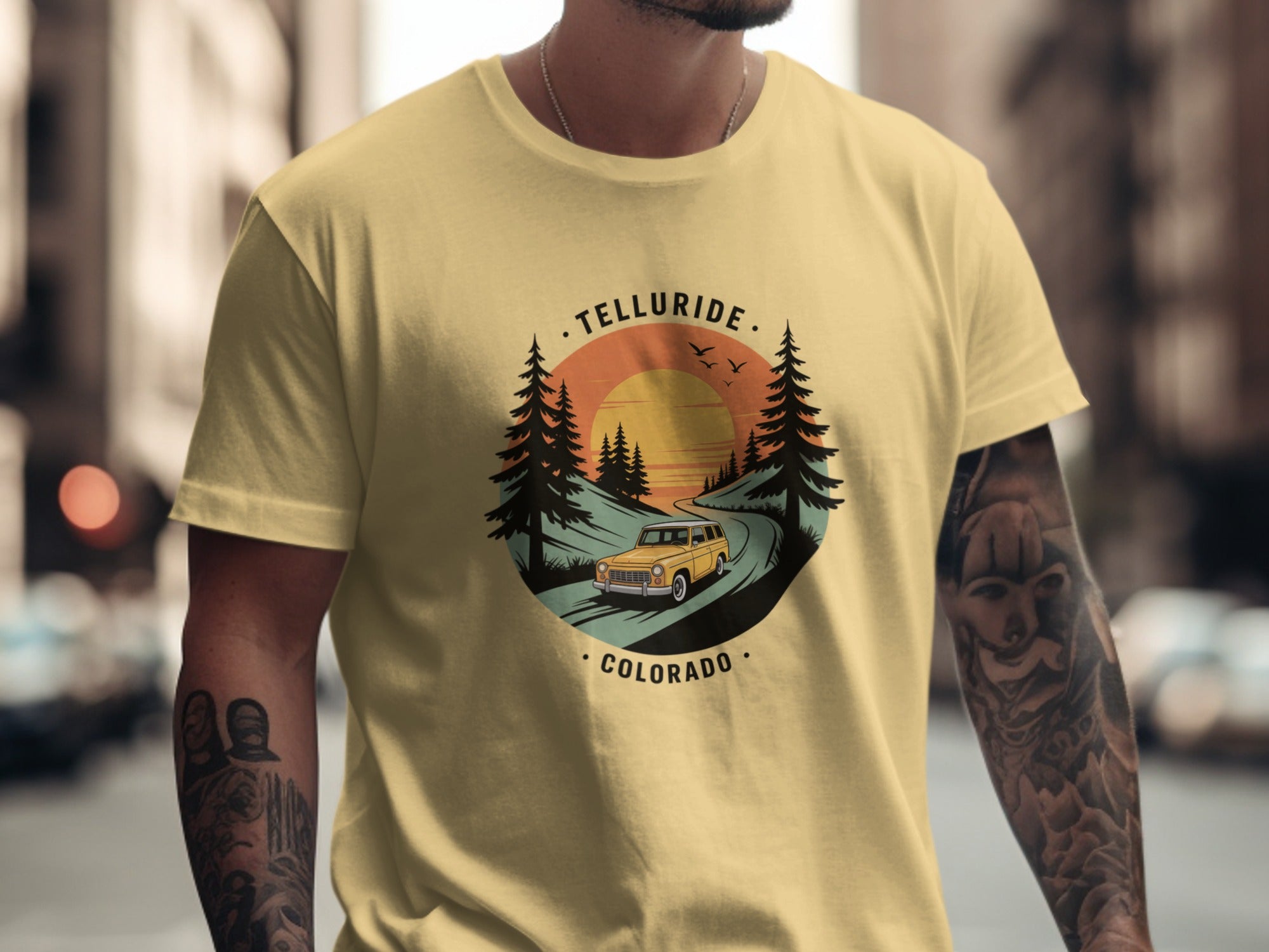 Telluride Colorado Graphic Tee with Retro Car Design