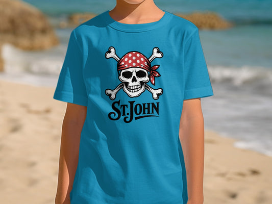 St John Pirate Skull Graphic Printed Blue T-Shirt product