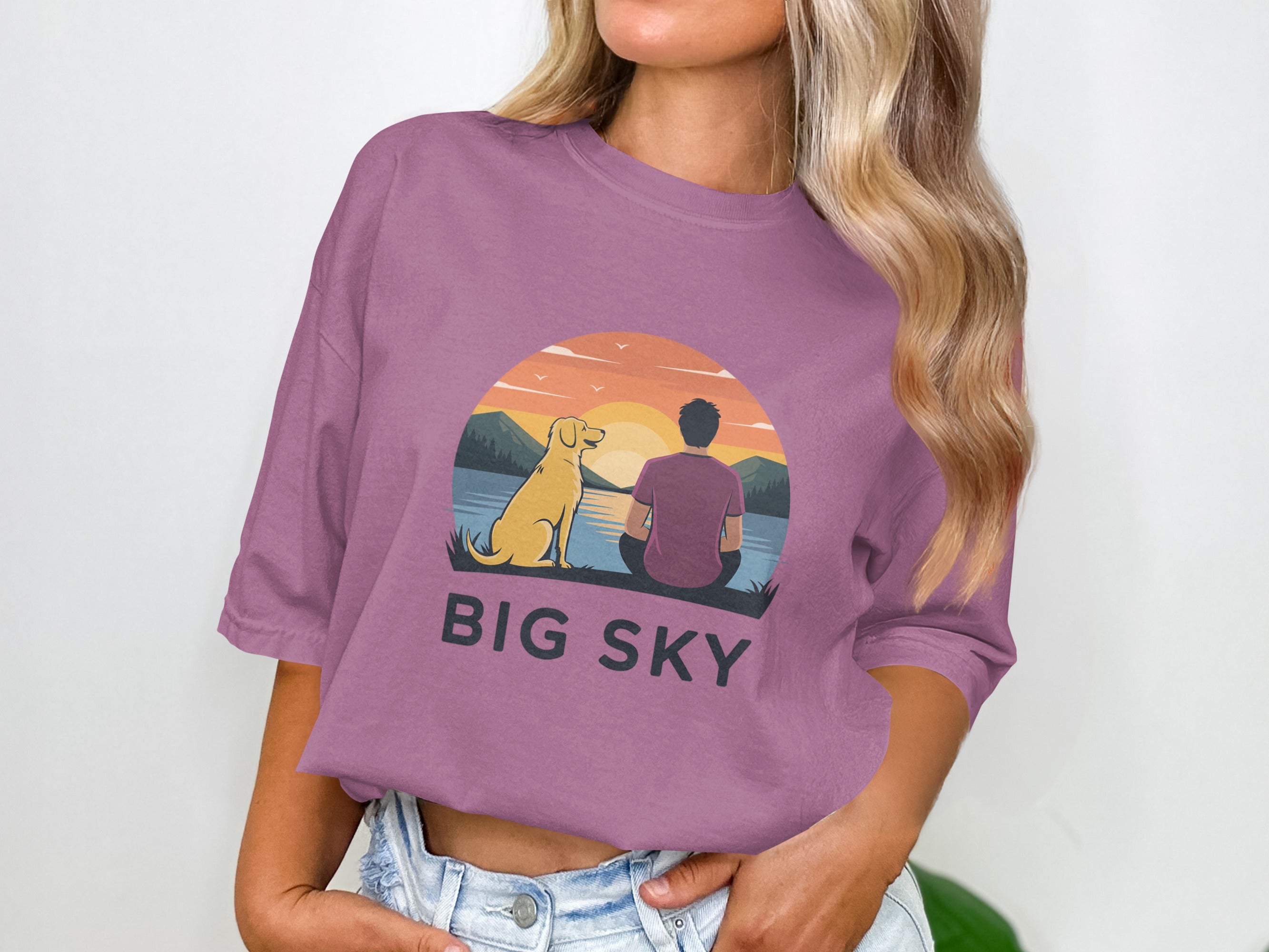 Big Sky Scenic Sunset With Dog Graphic T-Shirt product