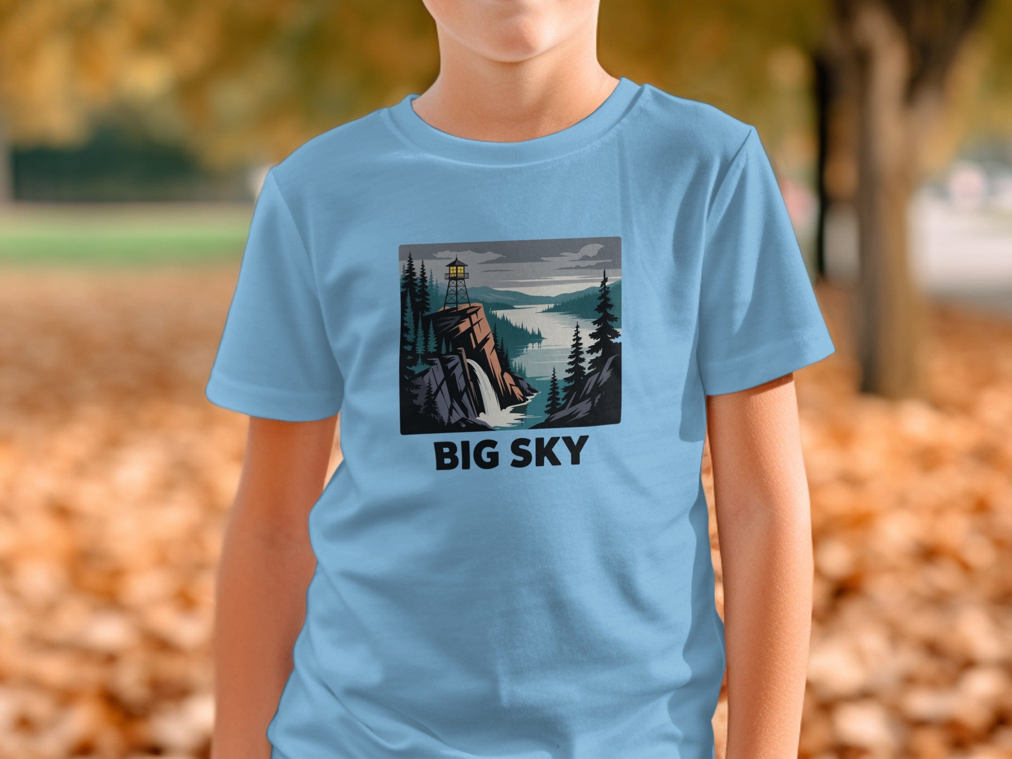 Scenic Big Sky Lighthouse Graphic T-shirt