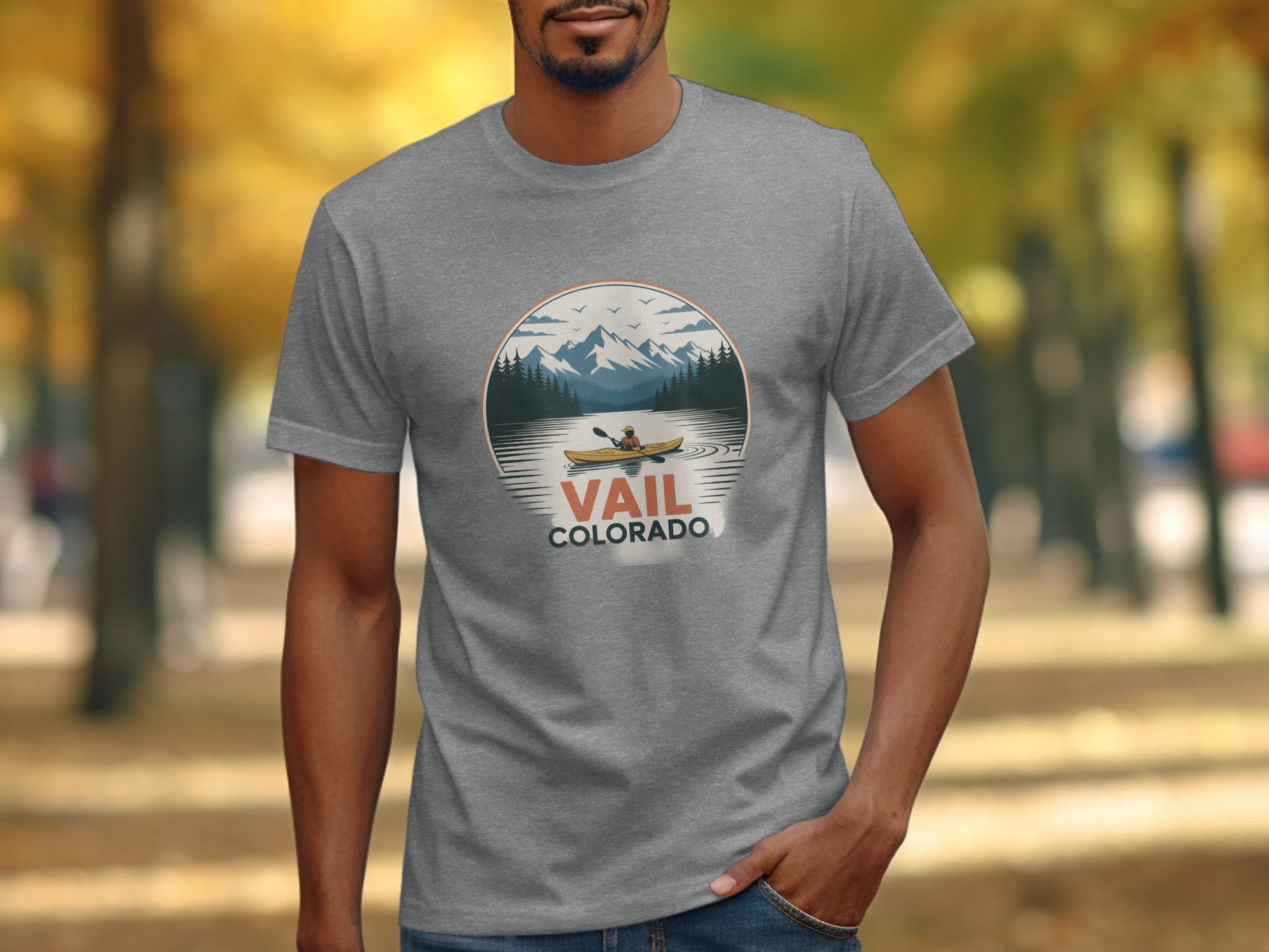 Vail Colorado Scenic Canoe Design Graphic T-Shirt product type