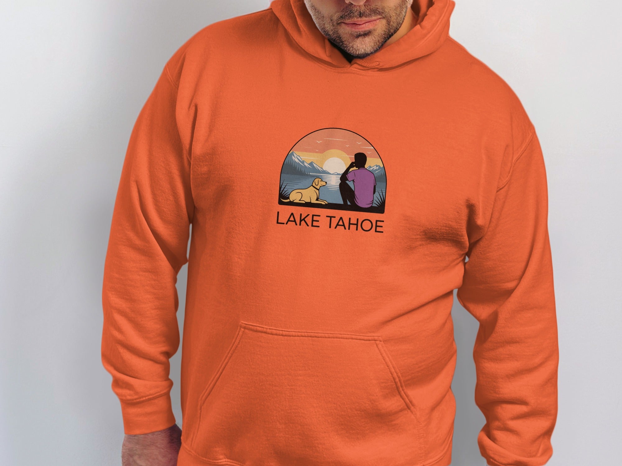 Lake Tahoe Hoodie With Sunset And Mountains Design