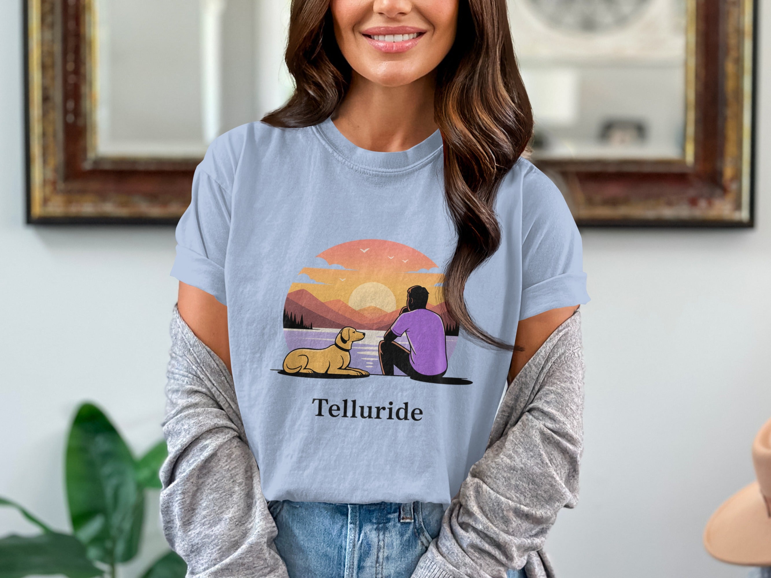 Telluride Sunset Dog and Man Graphic T-Shirt product type