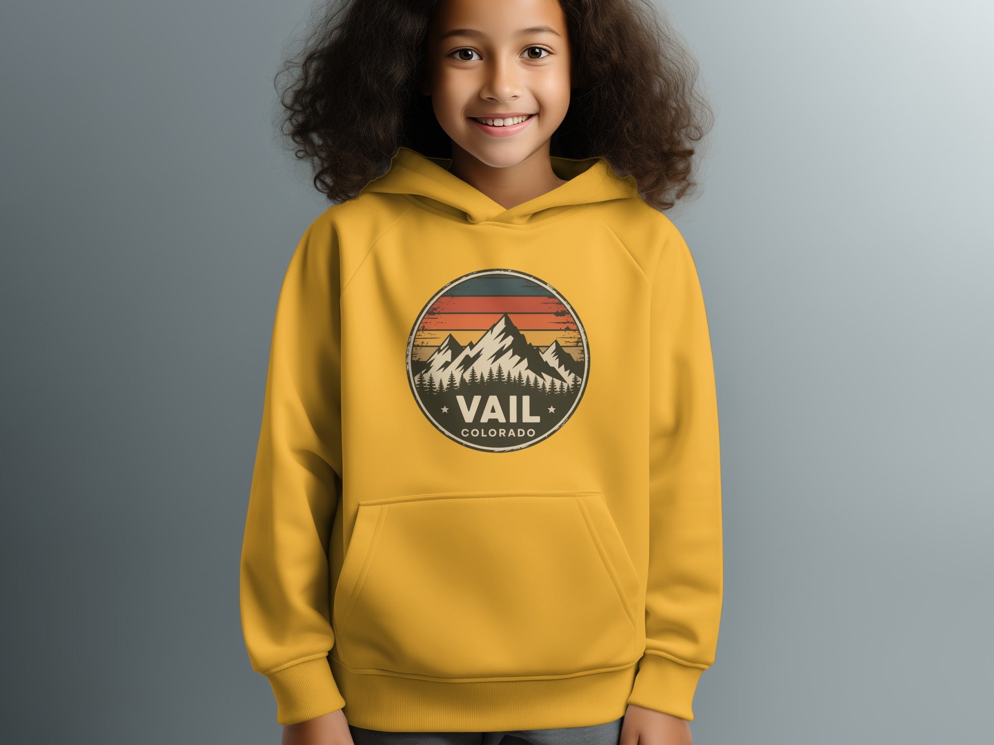 Vail Colorado Hoodie Featuring Retro Mountain Design