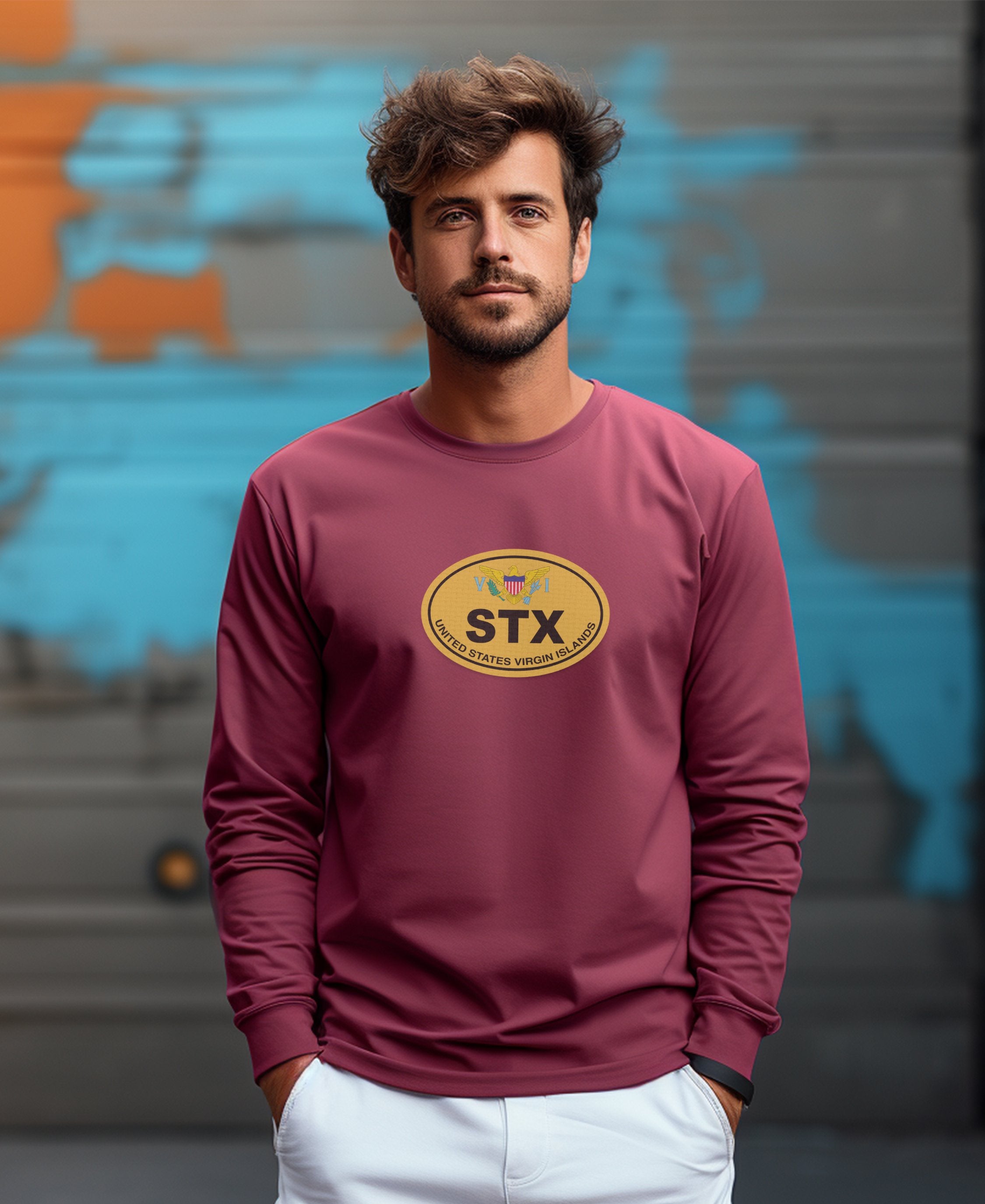 St Croix Crucian Christmas Festival and Island Charm Mens Long Sleeve T Shirt