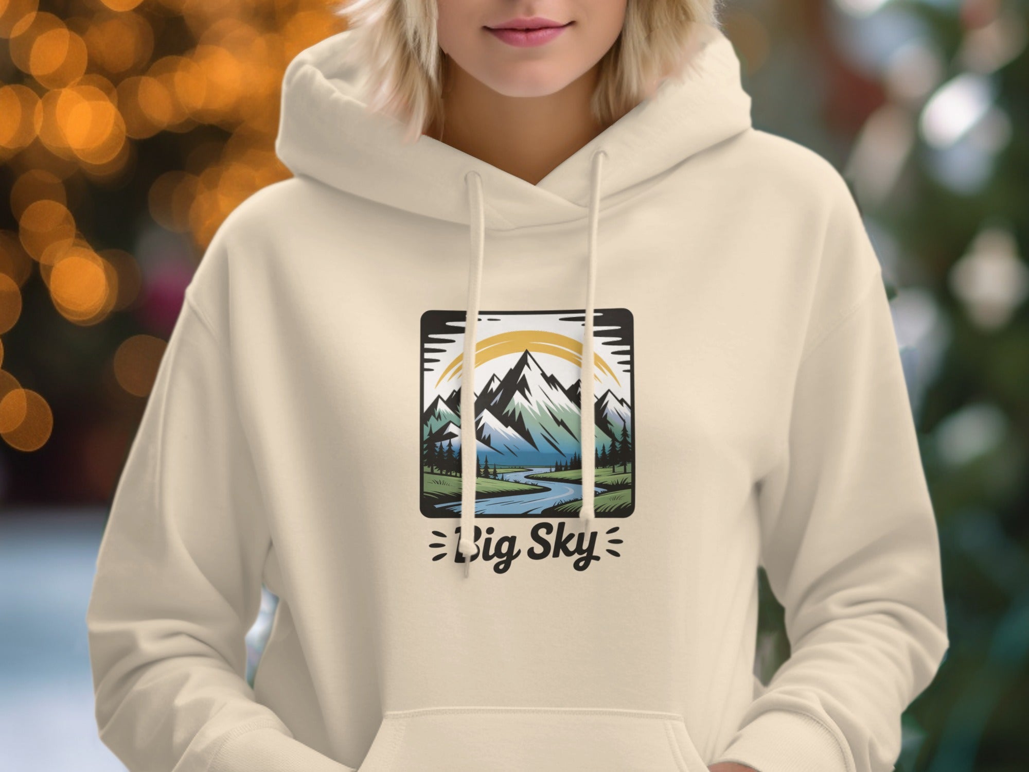 Scenic Mountain River Design Big Sky Hoodie Product