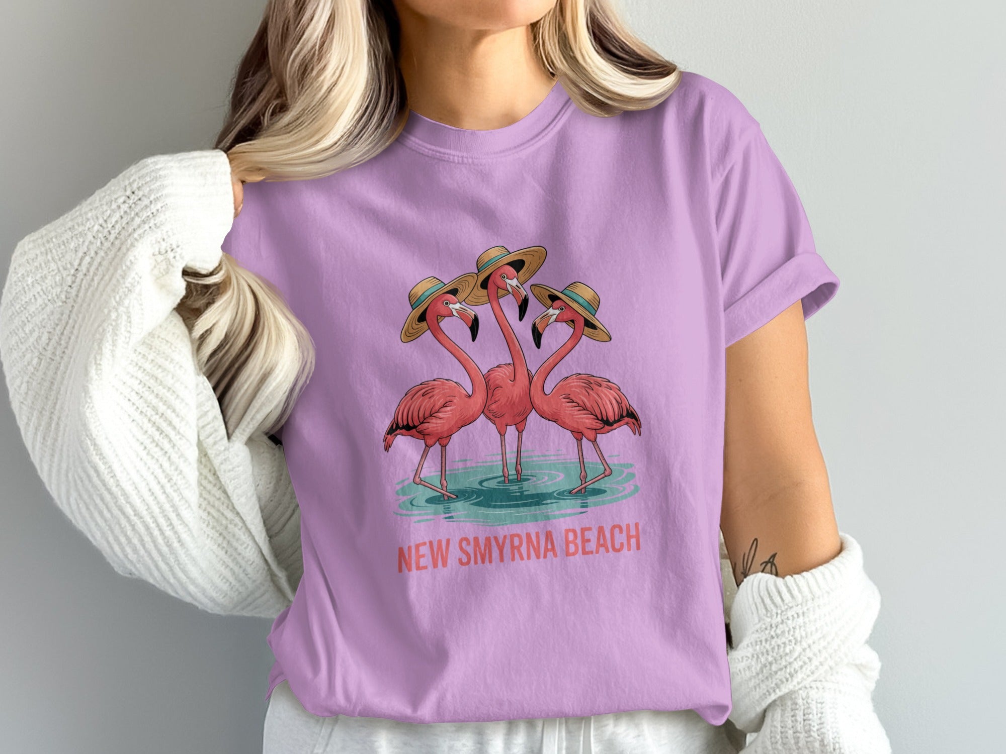 New Smyrna Beach Flamingo Graphic T-shirt product type
