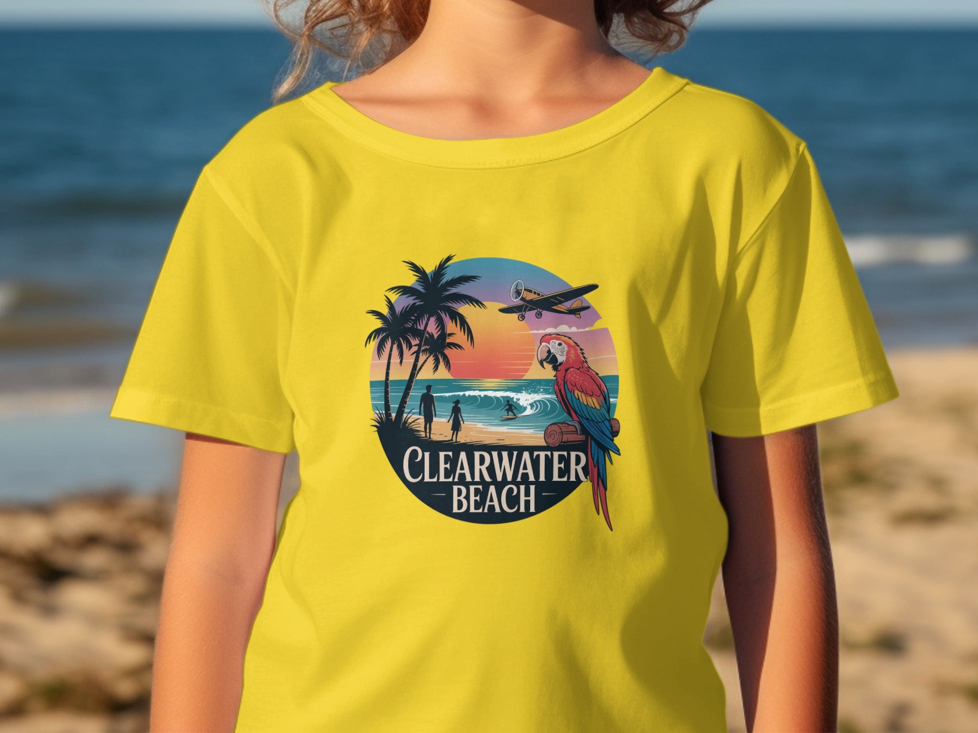 Clearwater Beach Scenic Parrot Print T-shirt product