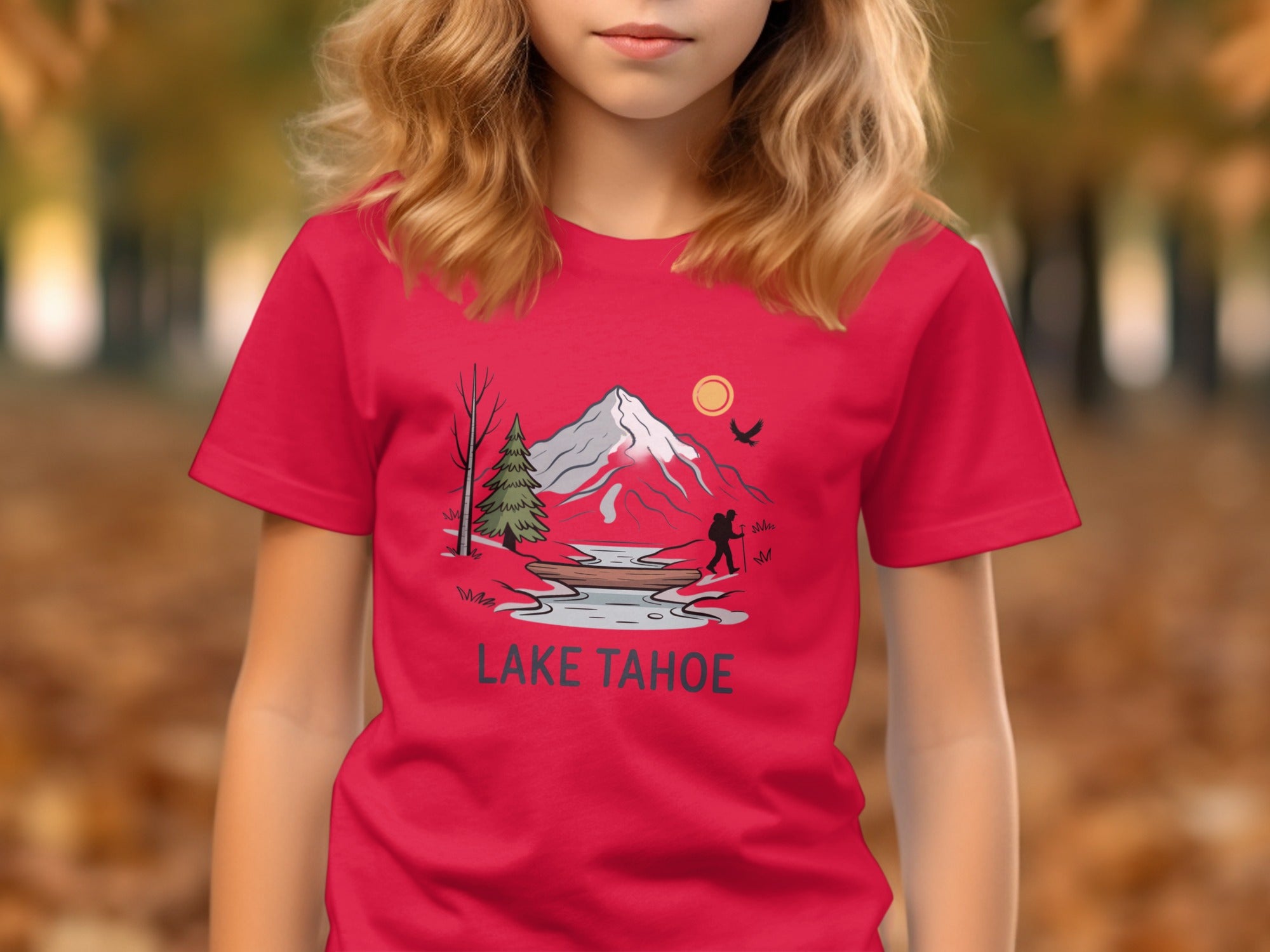 Vibrant Lake Tahoe Graphic Print T-shirt for Kids