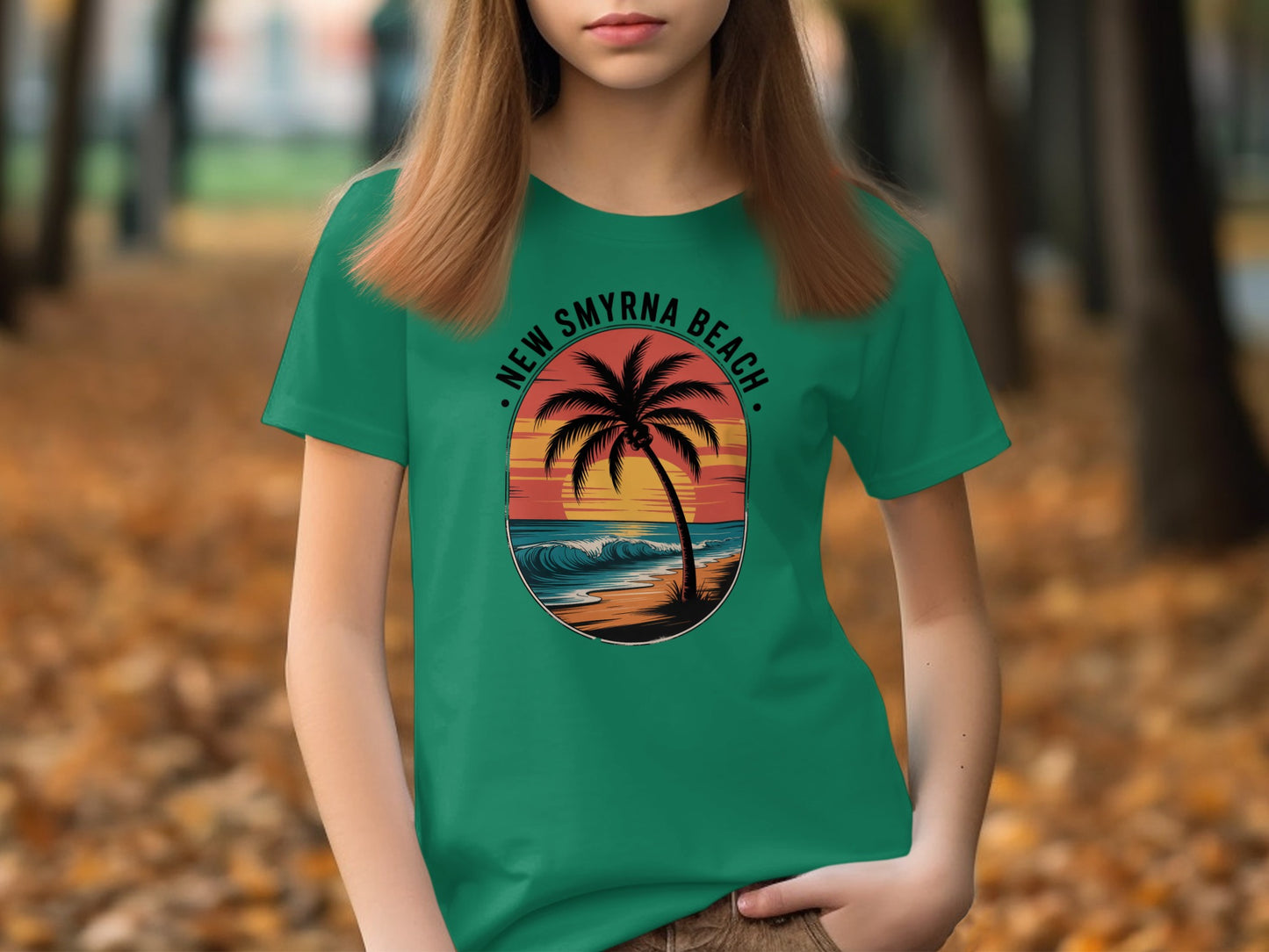 New Smyrna Beach Palm Tree Scene Graphic TShirt product type