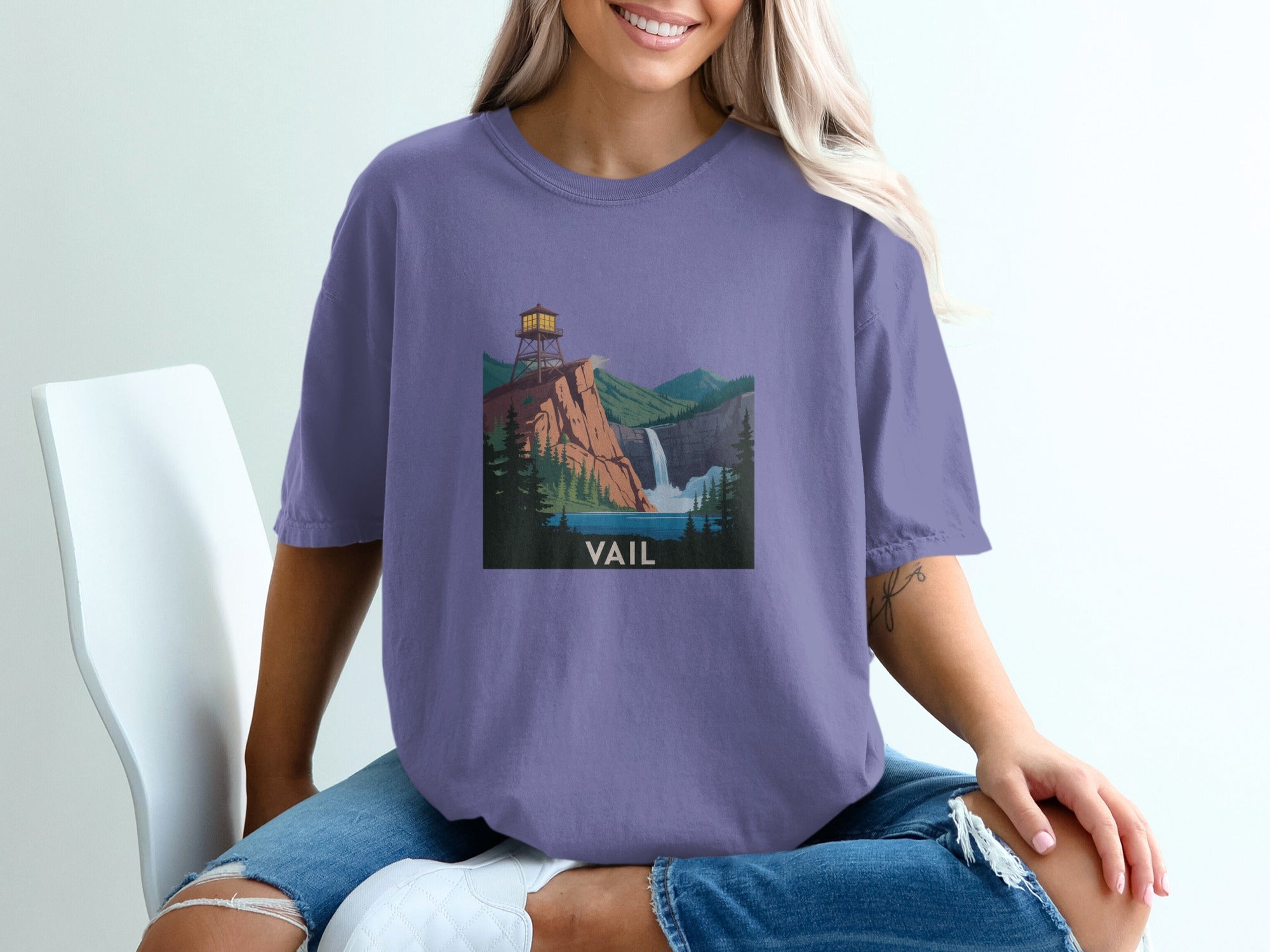 Scenic Vail Waterfall Graphic Print T-Shirt product