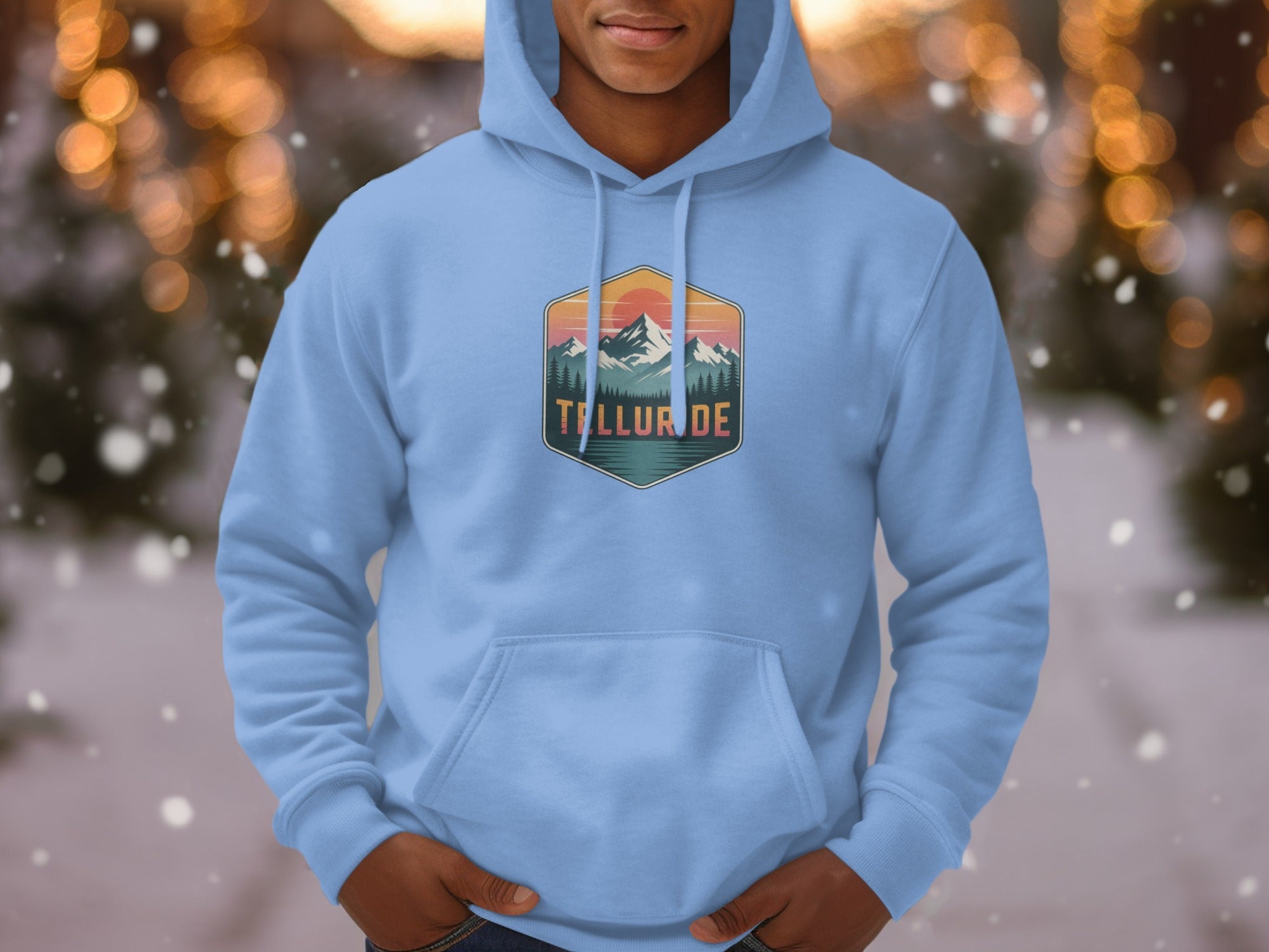 Telluride Mens Hoodies Telluride Mountains Sunset Scene Hoodie