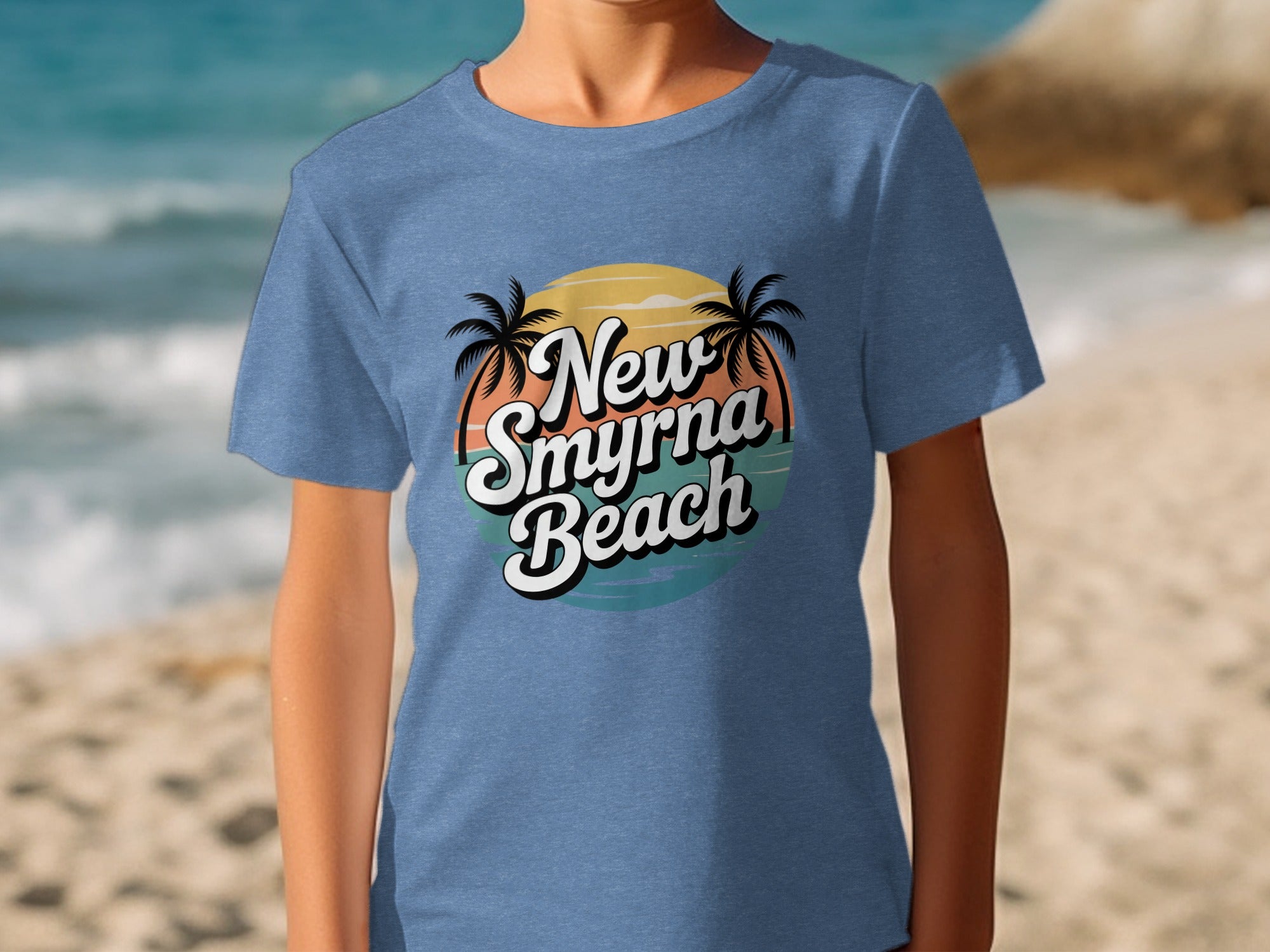New Smyrna Beach Palm Sunset Graphic Tee product type