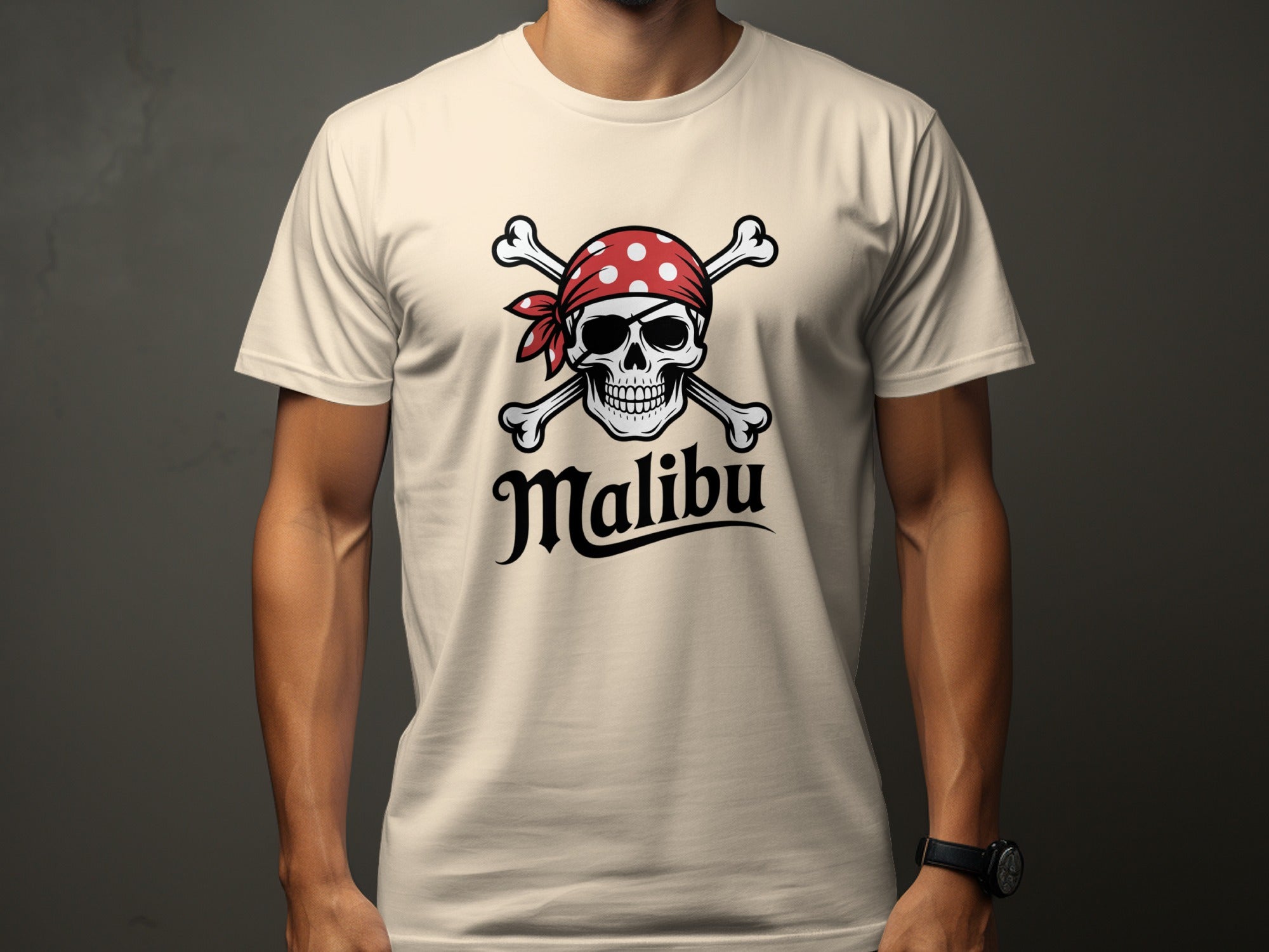 Malibu Skull and Crossbones Graphic Tee Shirt product type