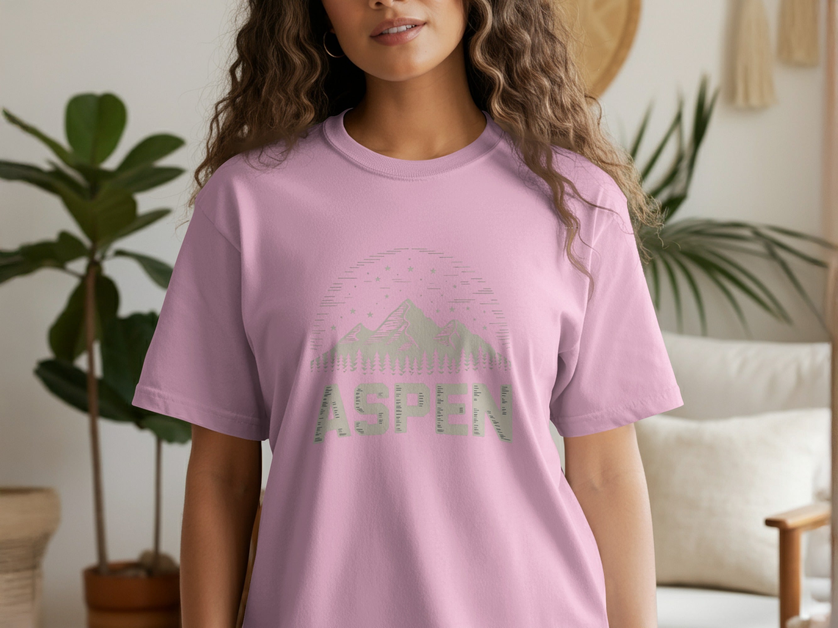 Aspen Design Pink T-shirt Trendy Summer Cotton Apparel product type