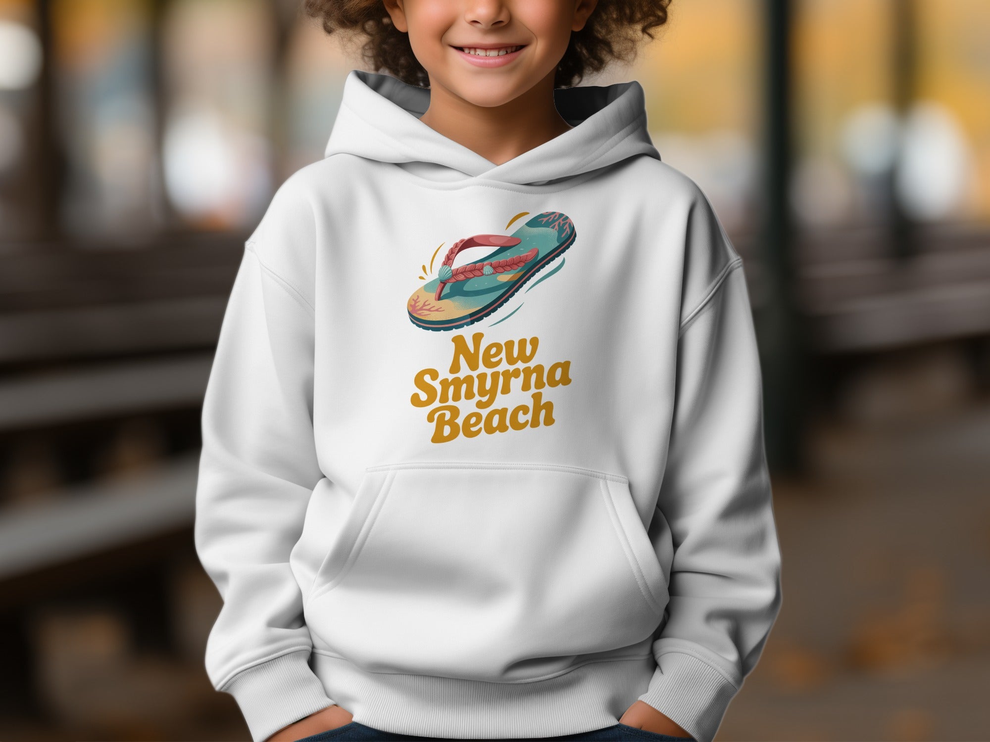 New Smyrna Beach Flip Flop Design Kids Hoodie product type