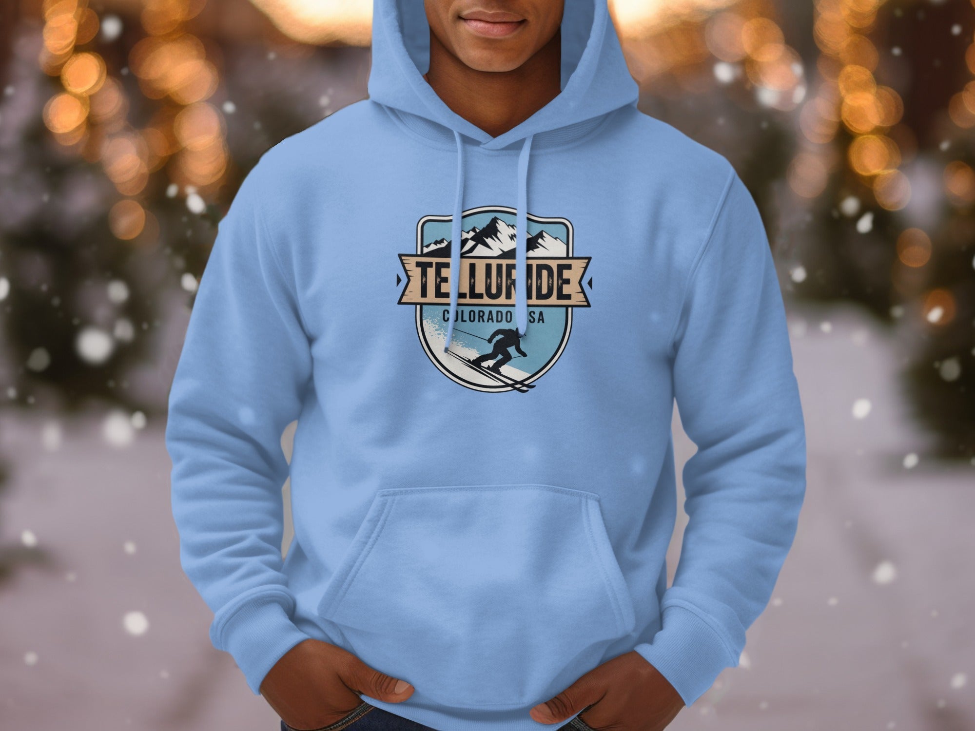 Telluride Mens Hoodies Telluride Colorado USA Skiing Hoodie