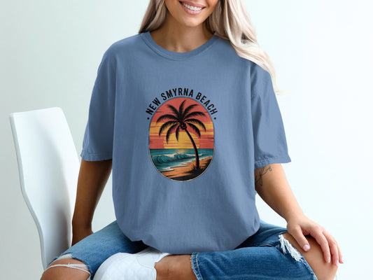 New Smyrna Beach Sunset Palm Design T-shirt product