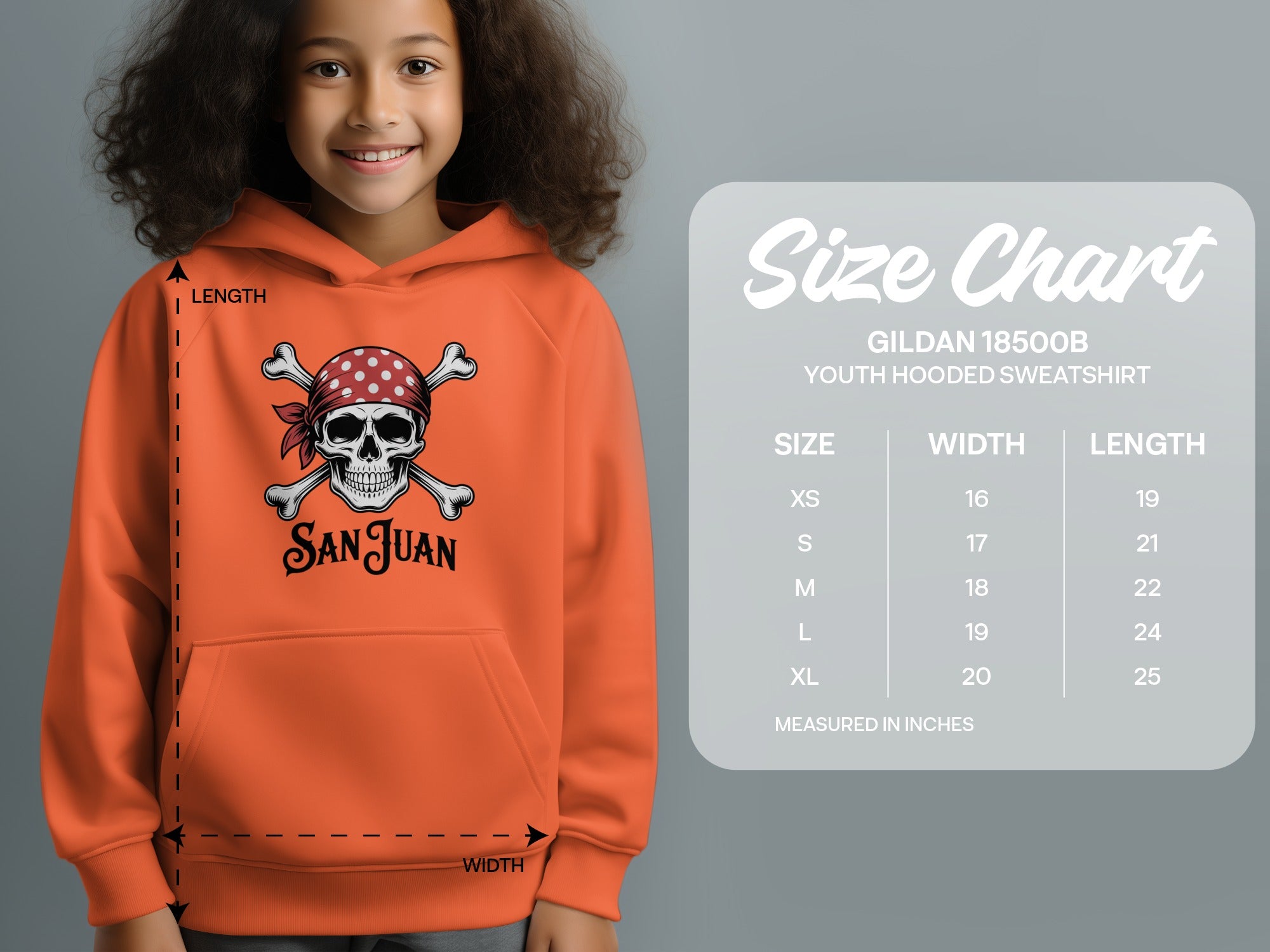 San Juan Skull Pirate Youth Hooded Sweatshirt product type
