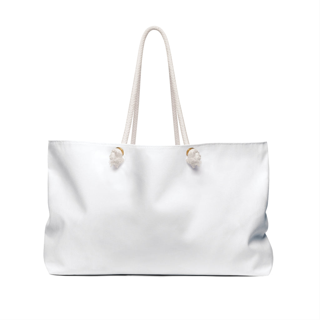 Plain back of the Little Spit Resort BVI Weekender Bag with cream rope handles.