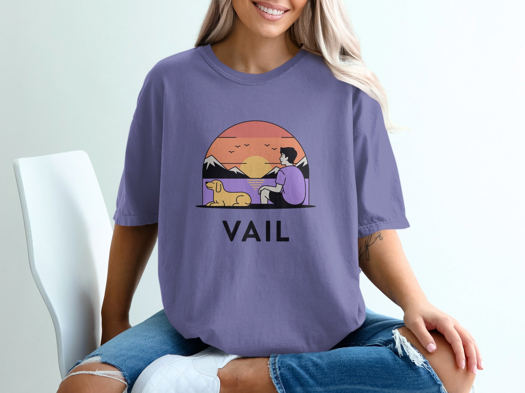 Vail Mountains Sunset Design Graphic T-shirt product